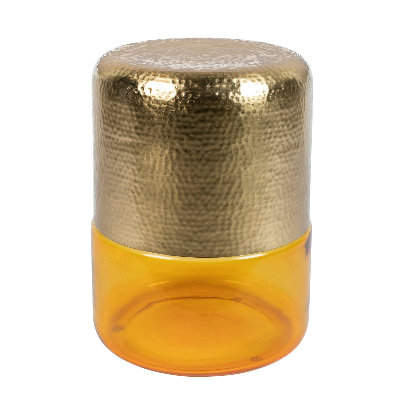 Dutchbone Cave Hammered Gold & Amber Glass Side Table