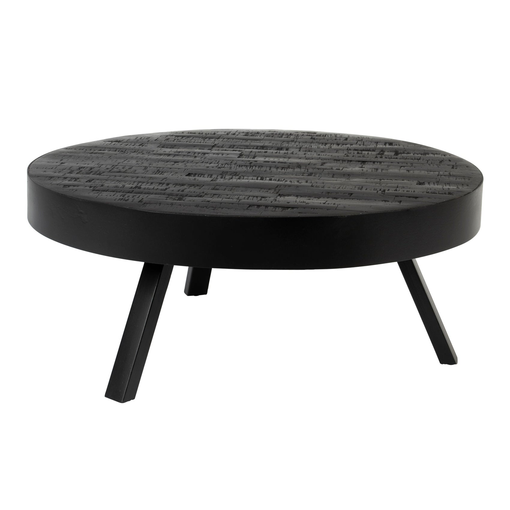 Suri Black Teak Wood Round Coffee Table Large