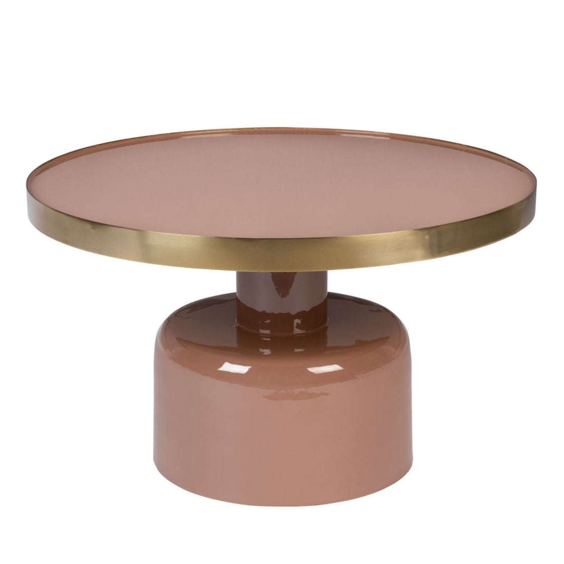 Zuiver Glam Gloss Pink & Gold Round Coffee Table