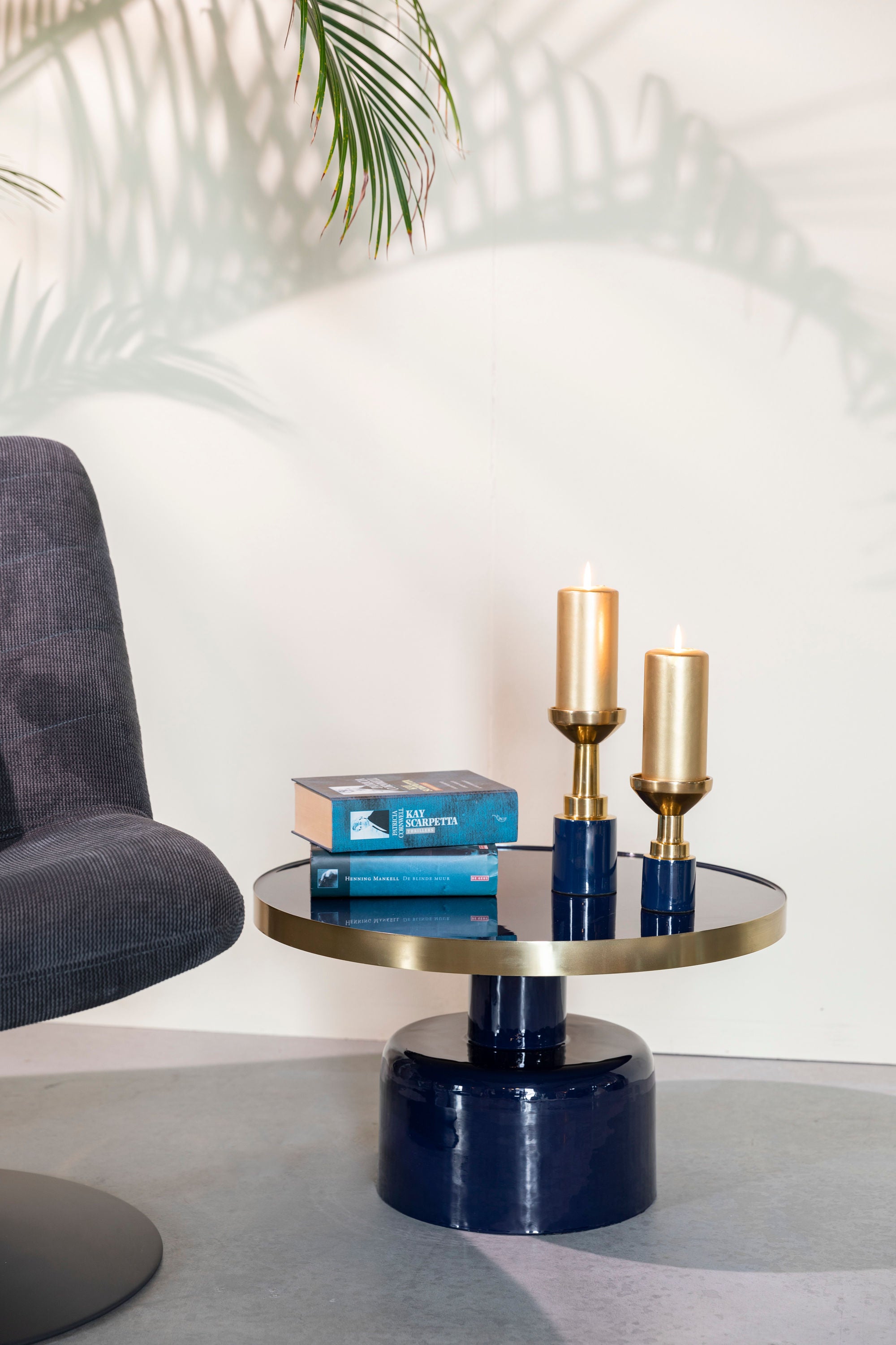 Zuiver Glam Gloss Blue & Gold Round Coffee Table