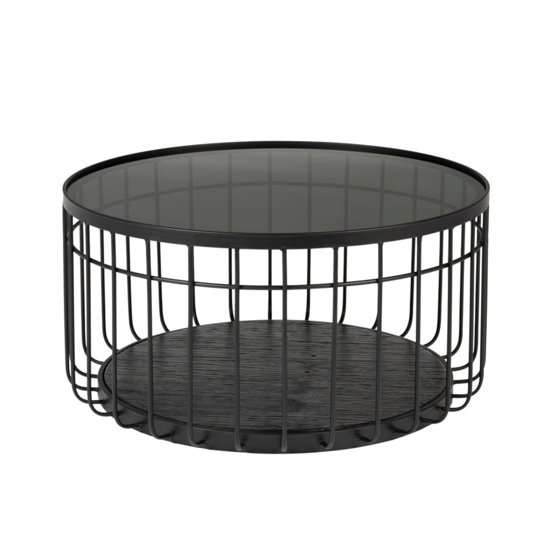 Lance Black Glass Round Coffee Table Medium