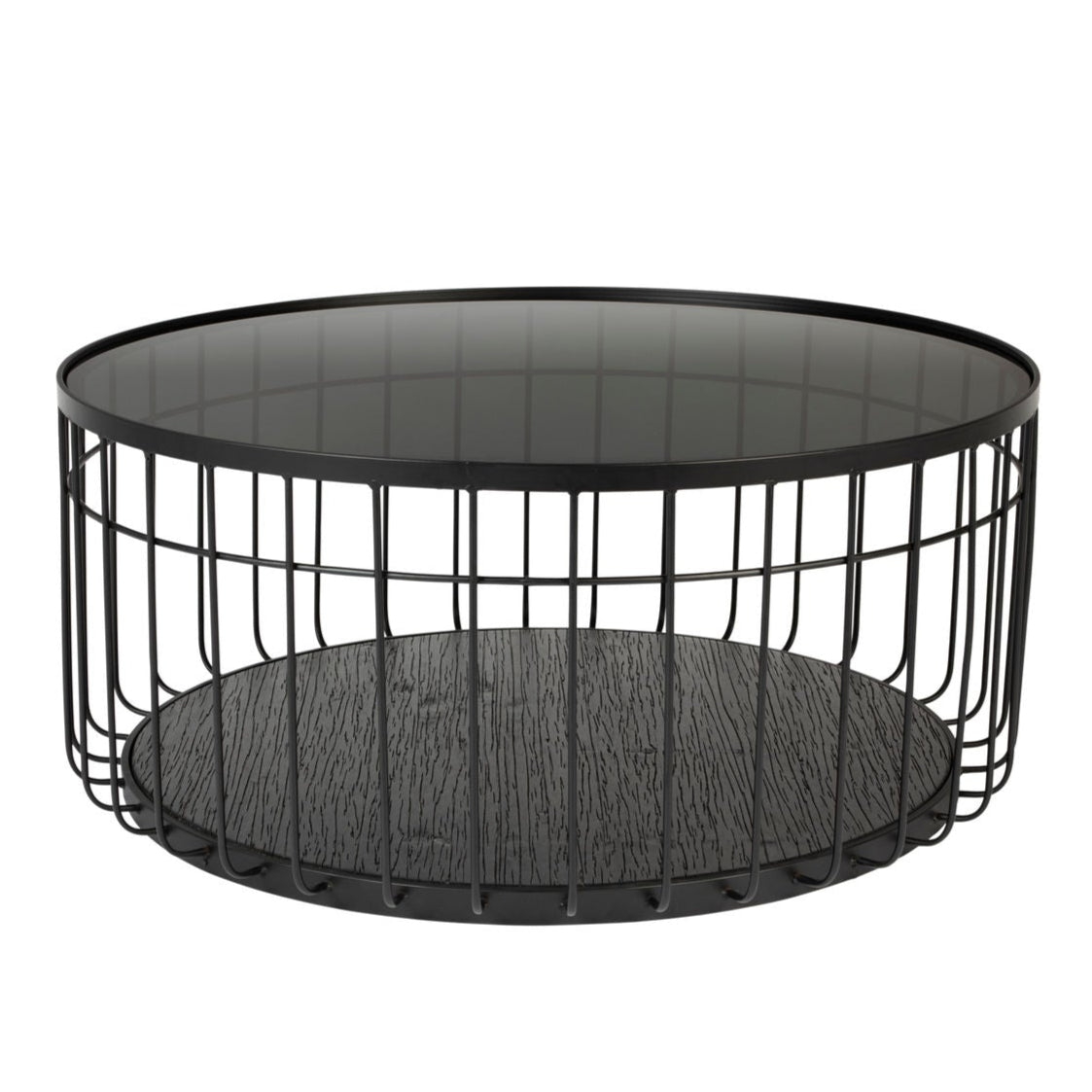 Lance Black Glass Round Coffee Table Large