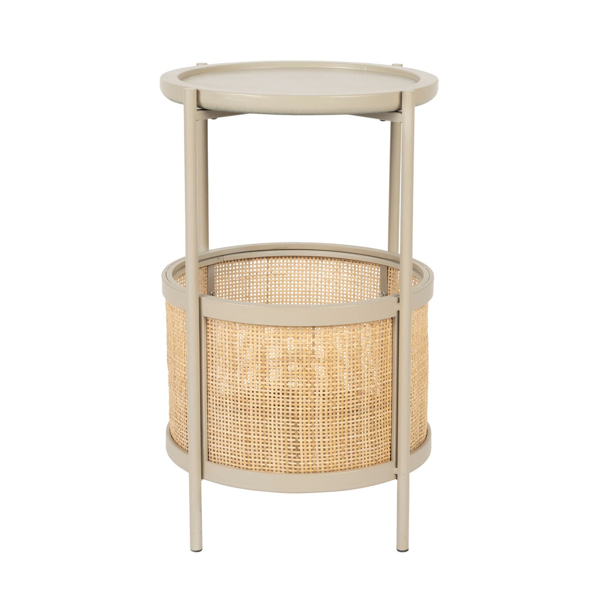 Makoto Sand Wood & Rattan Round Side Table