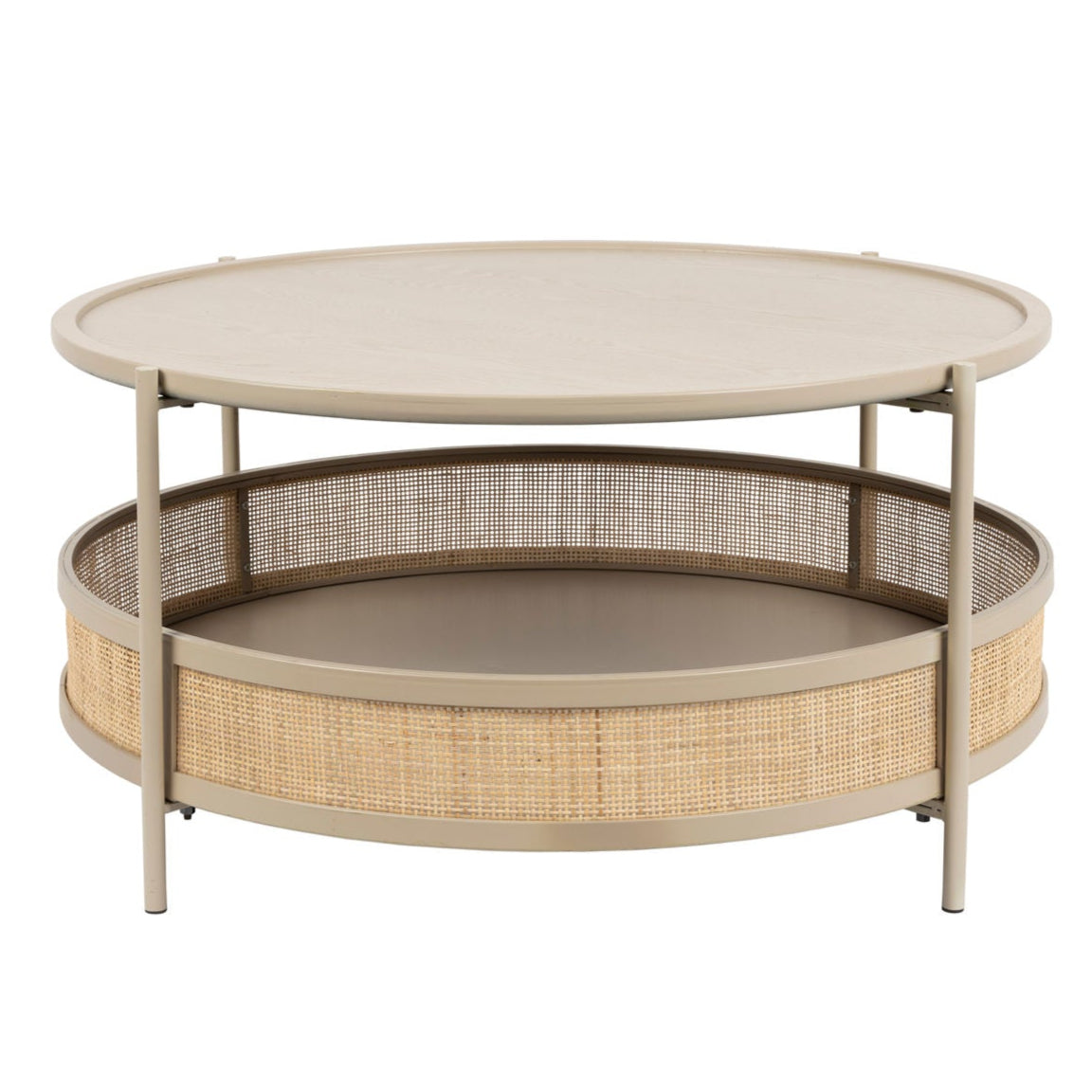 Makoto Sand Wood & Rattan Round Coffee Table