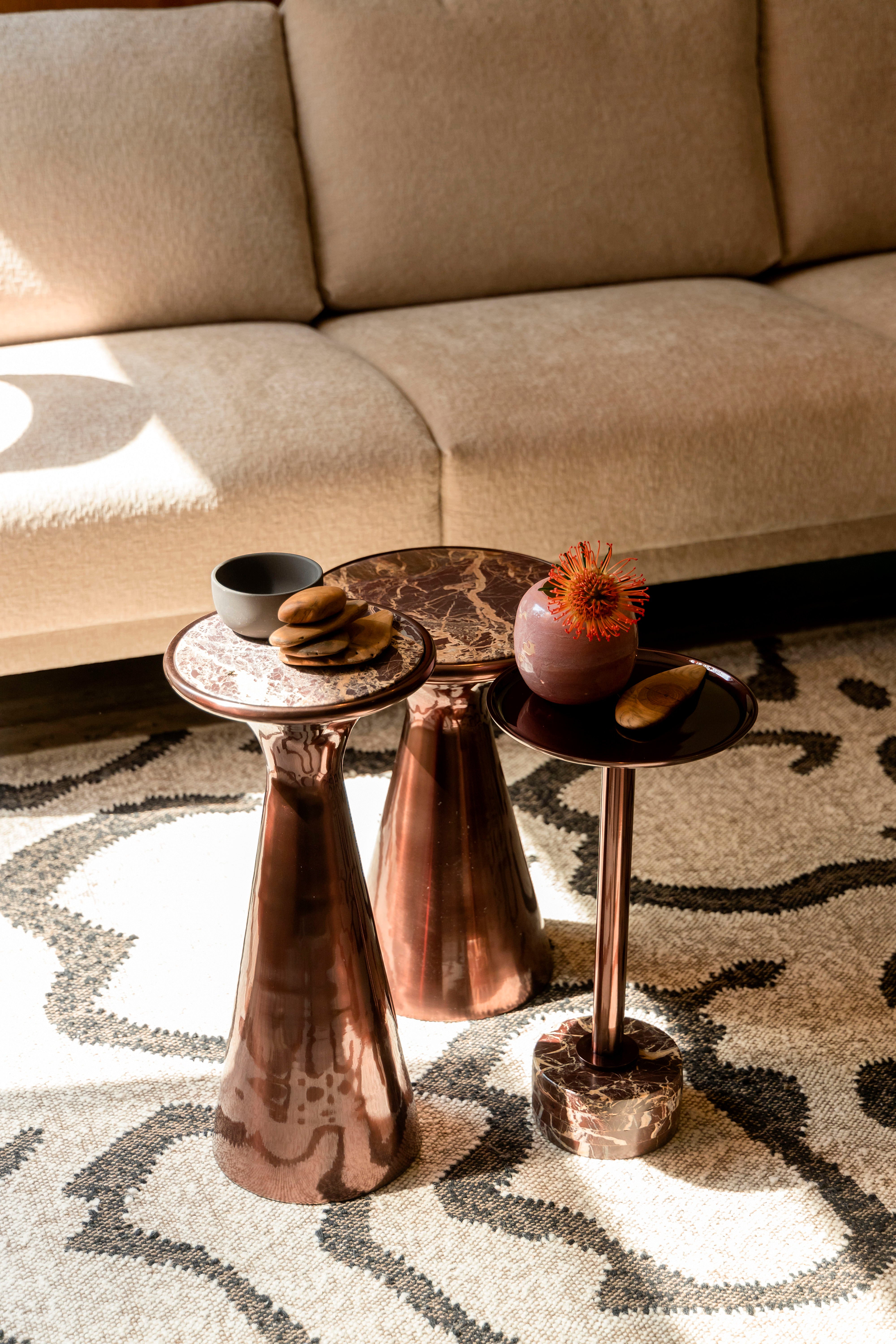 Dutchbone Mount Bronze & Brown Marble Side Table Small