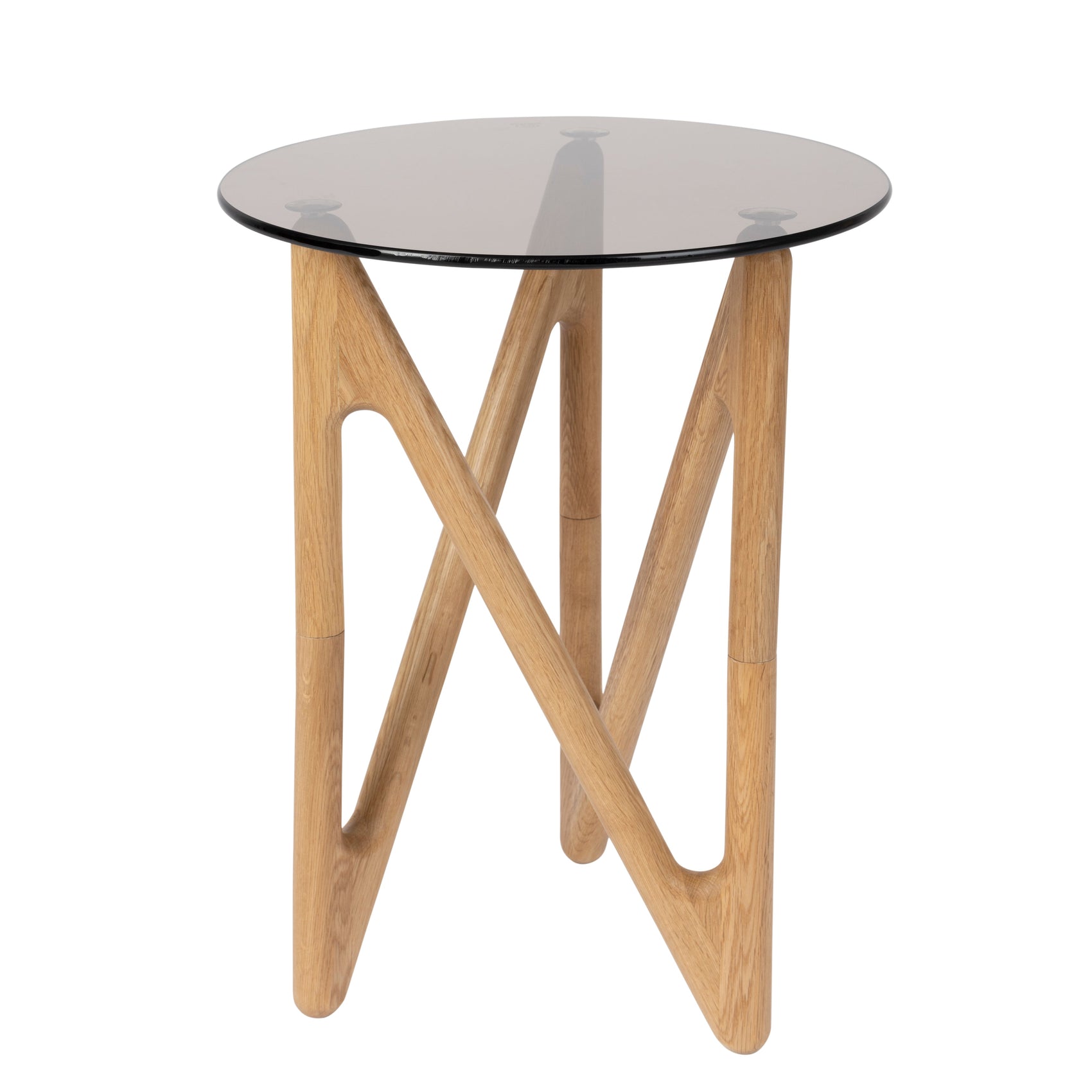 Dutchbone Naia Abstract Natural Wood & Smoked Glass Side Table