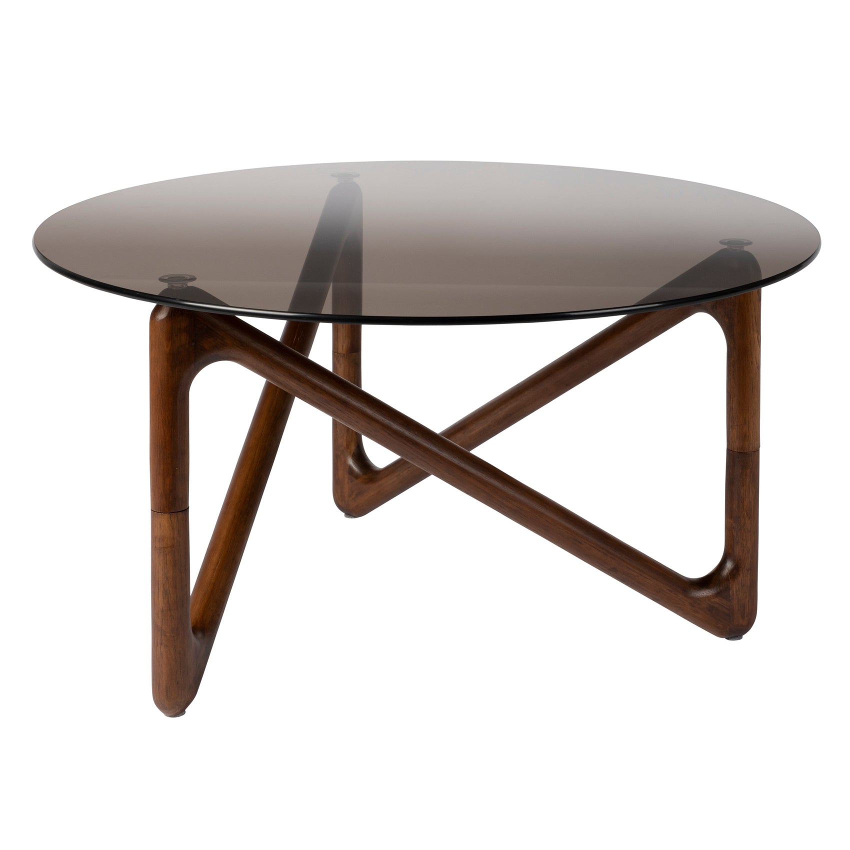 Dutchbone Naia Abstract Brown Wood & Smoked Glass Coffee Table