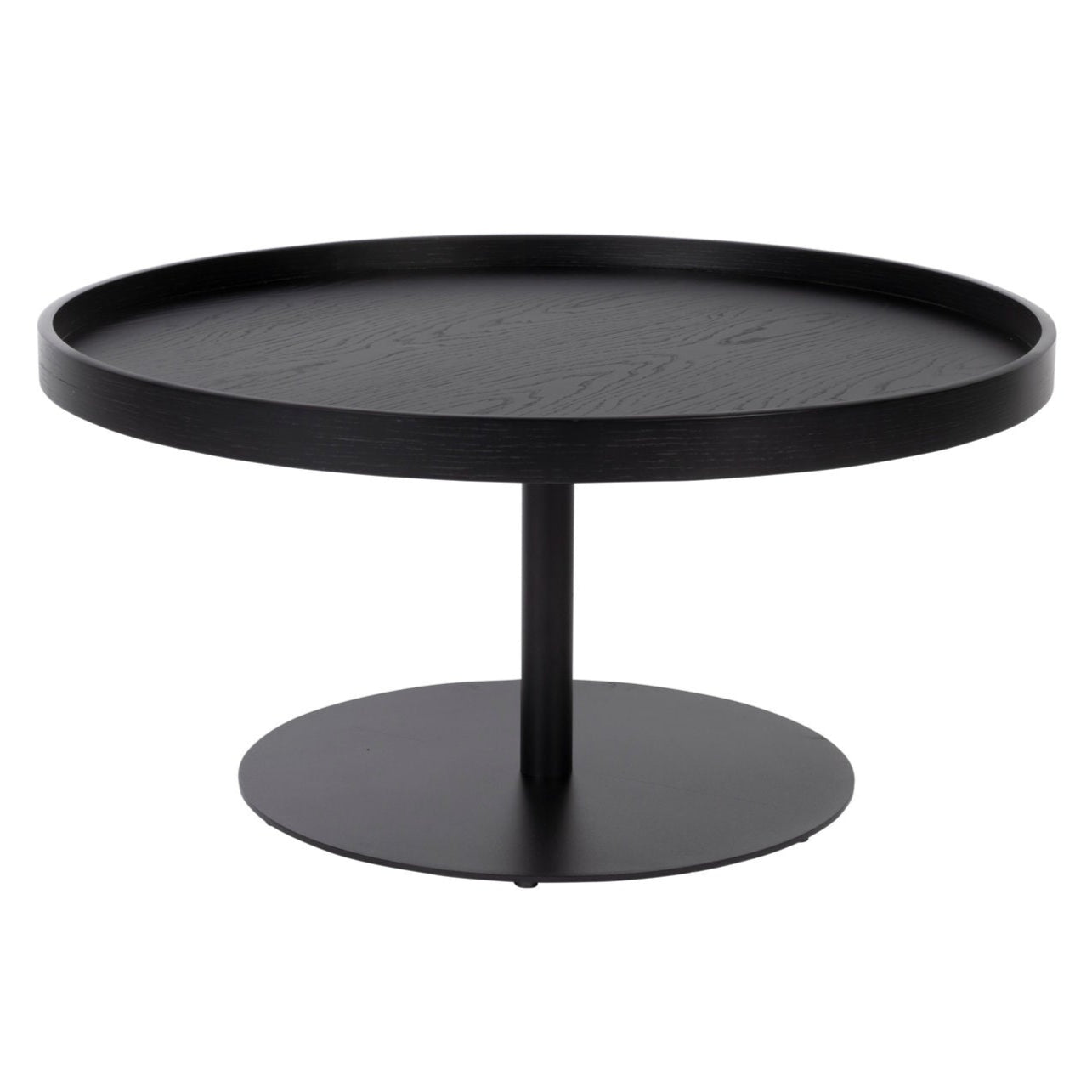 Yuri Black Oak Wood Round Side Table Large