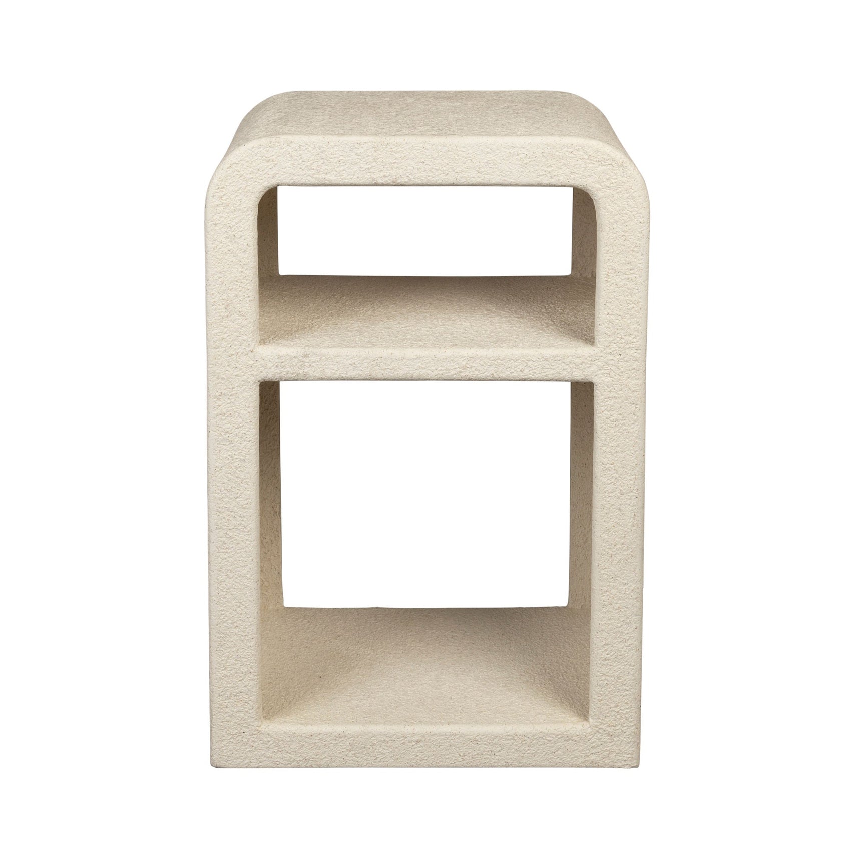 Dutchbone Veda Organic Curved Neutral Marble Bedside Table