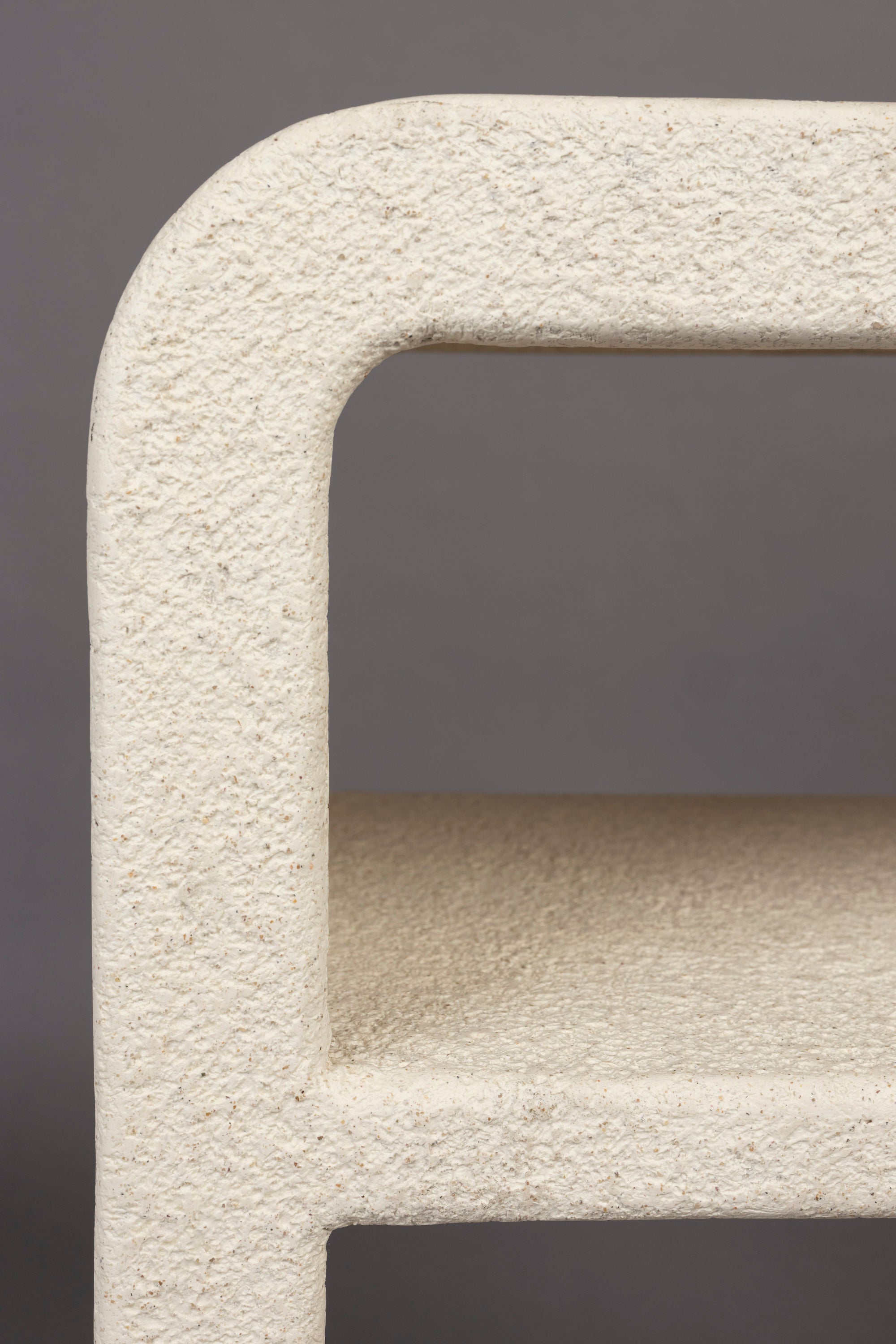 Dutchbone Veda Organic Curved Neutral Marble Bedside Table