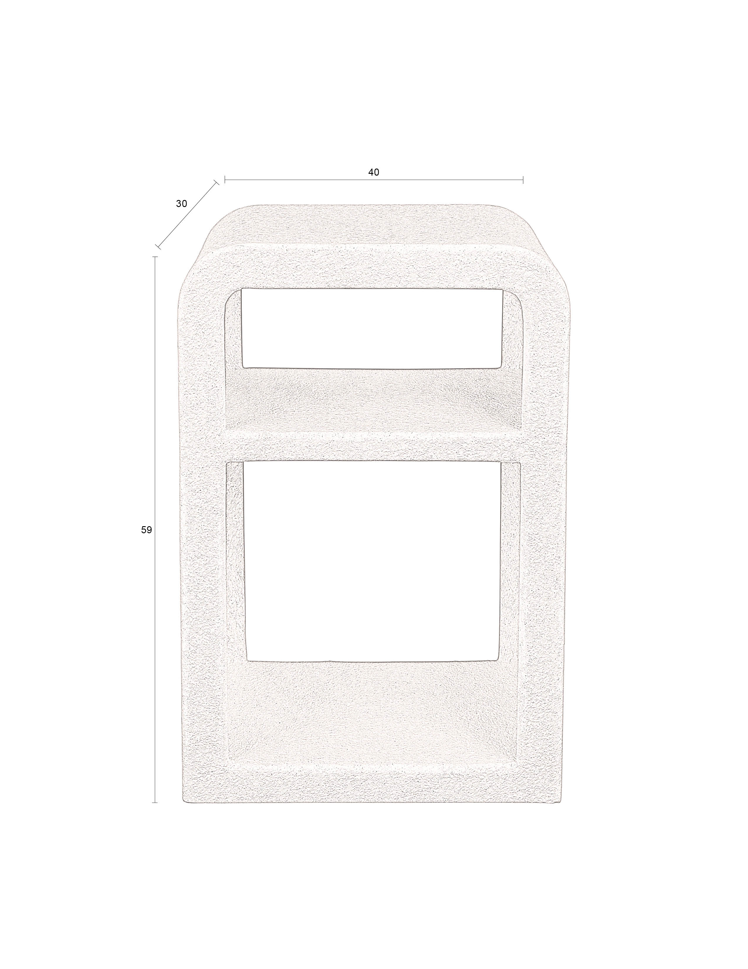 Dutchbone Veda Organic Curved Neutral Marble Bedside Table