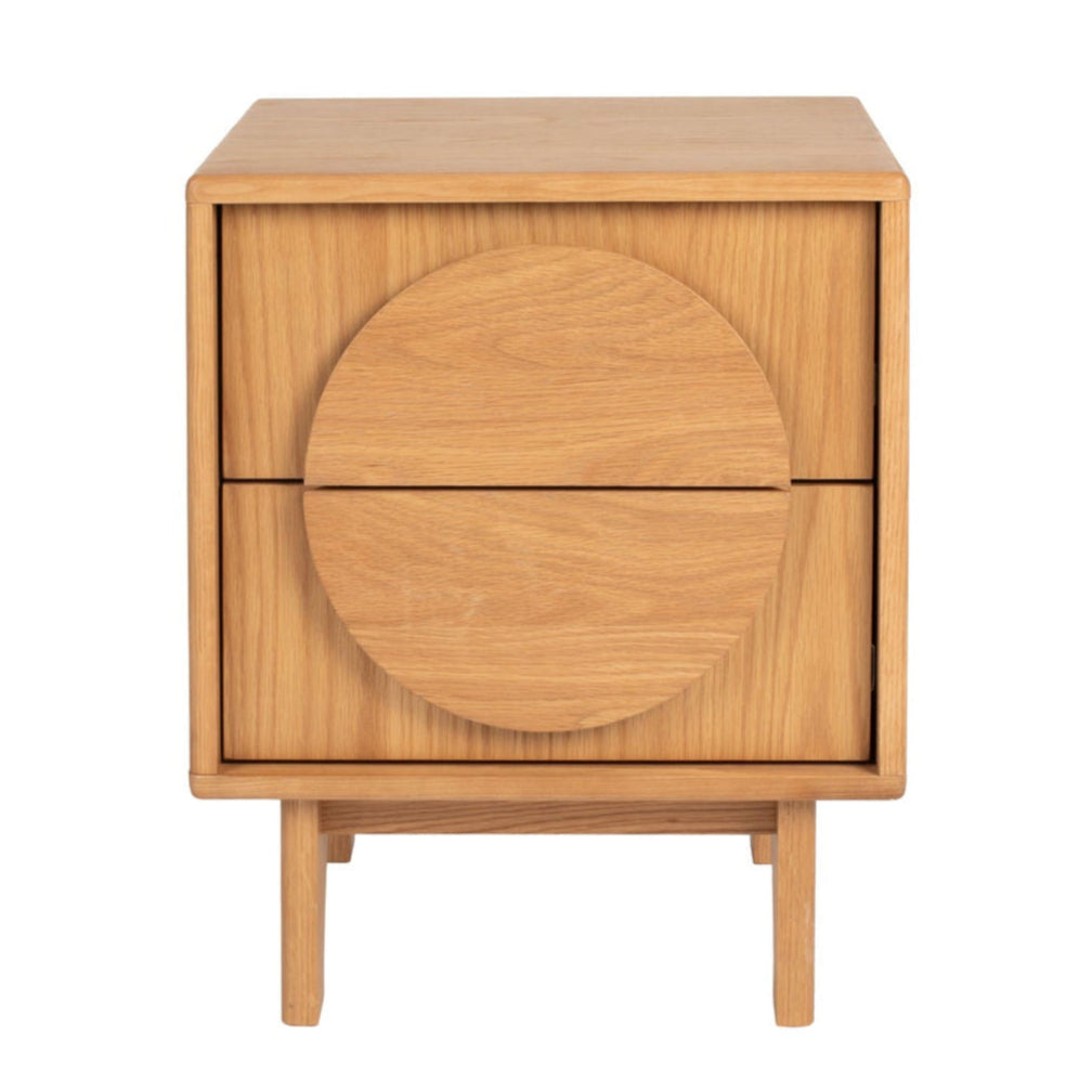 Zuiver Groove Natural Oak Wood Bedside Table