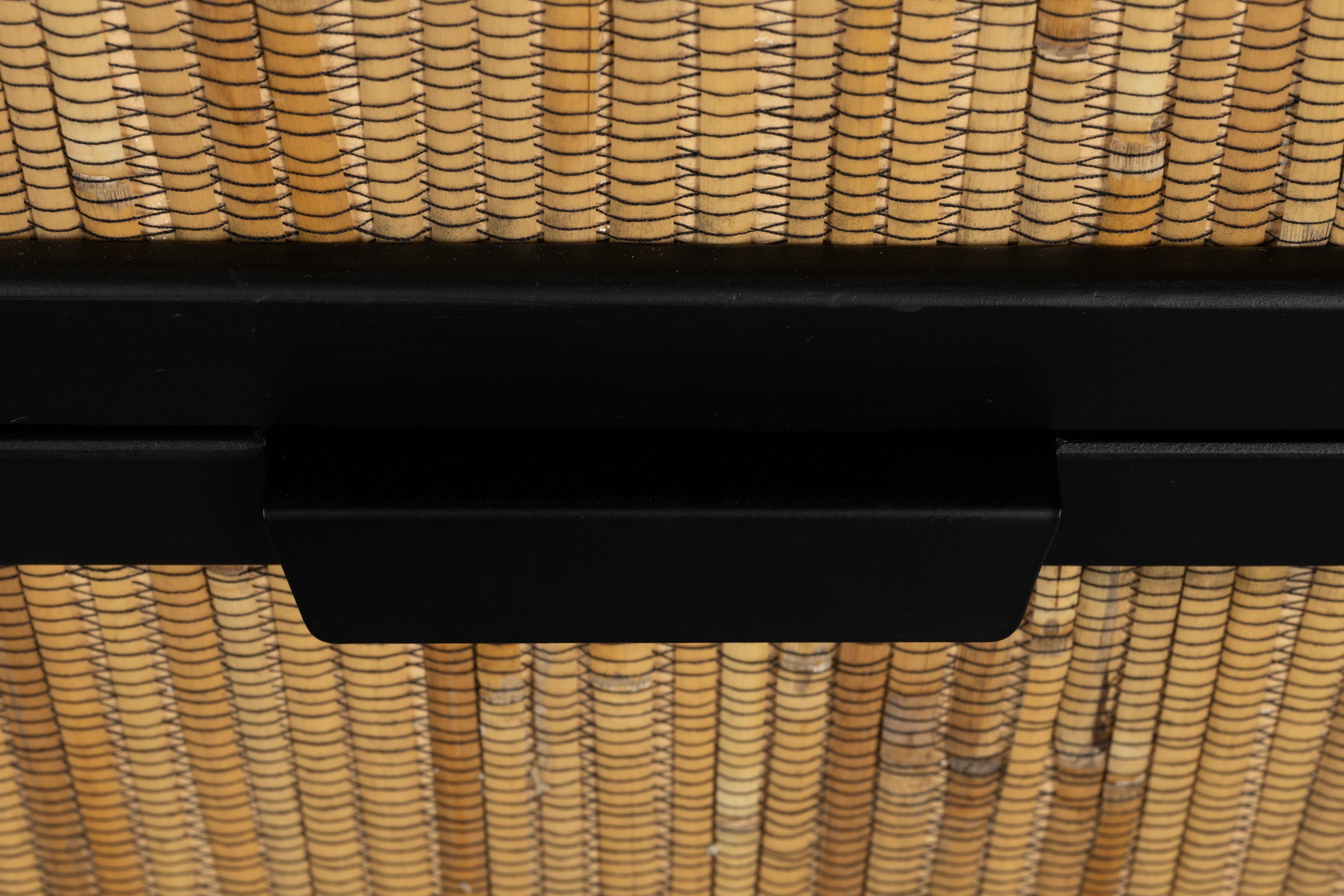 Dutchbone Yasu Black Chinese Fir Wood & Rattan Bedside Table