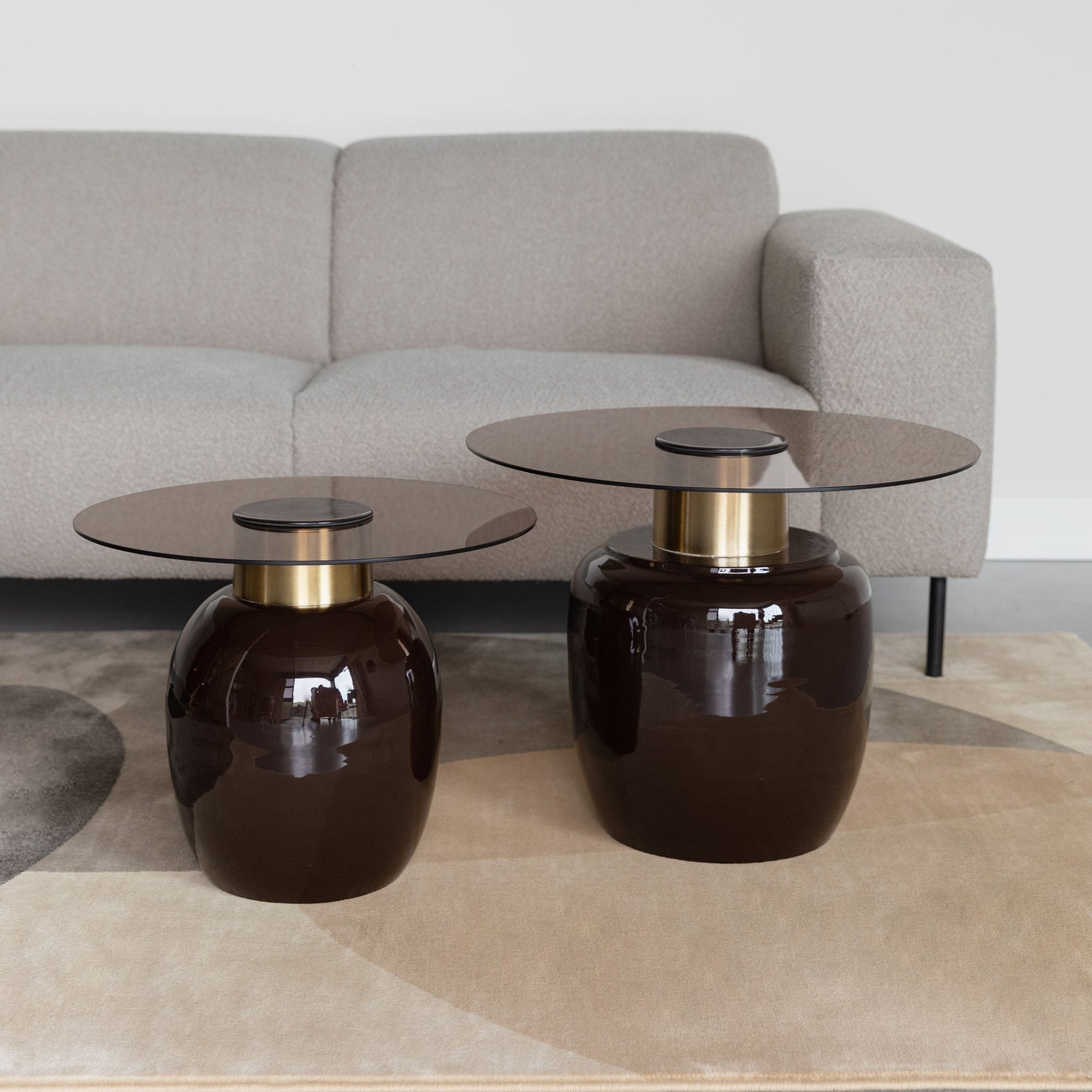 Mohra Brown & Smoked Glass Side Table Large
