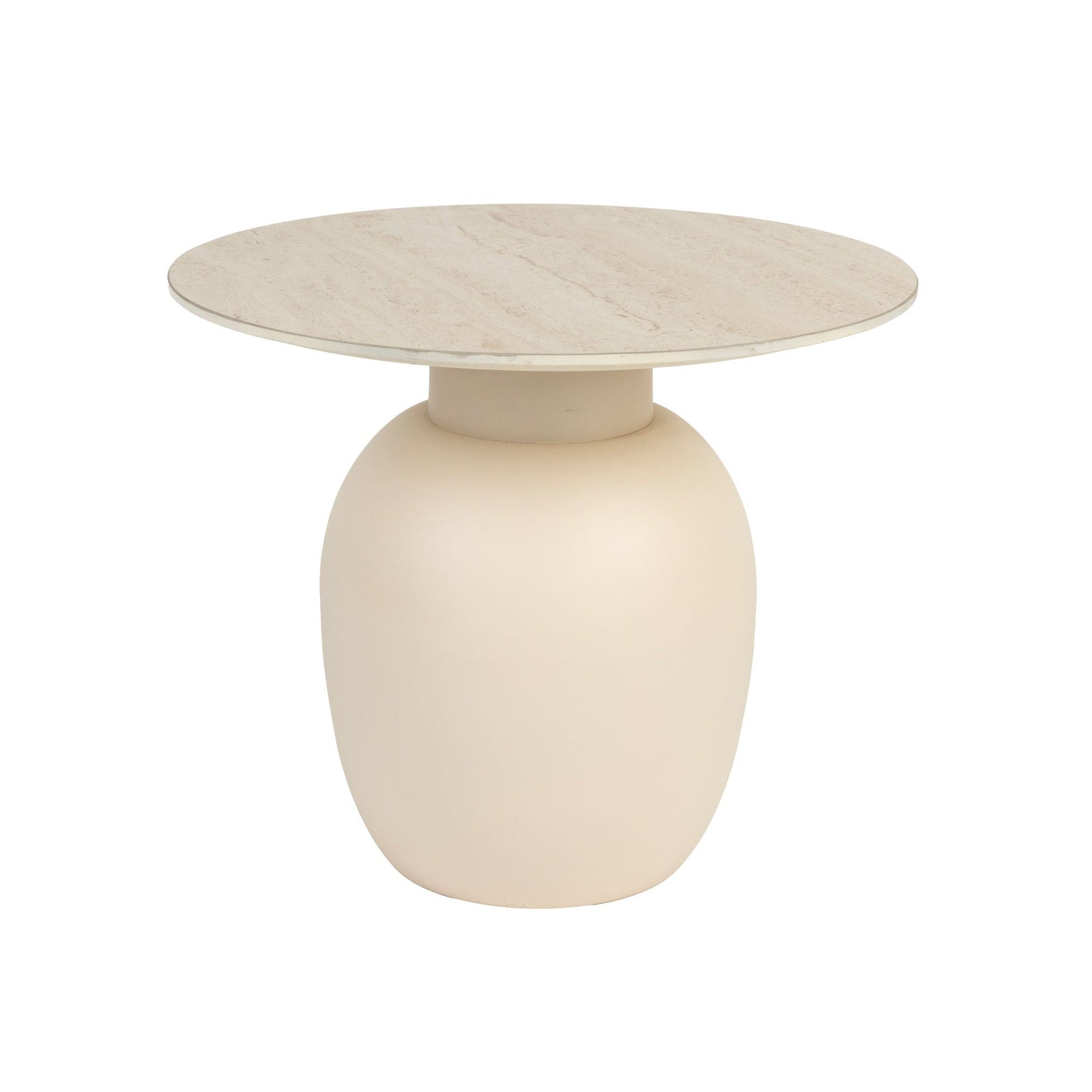 Karula Beige & Travertine Side Table Medium