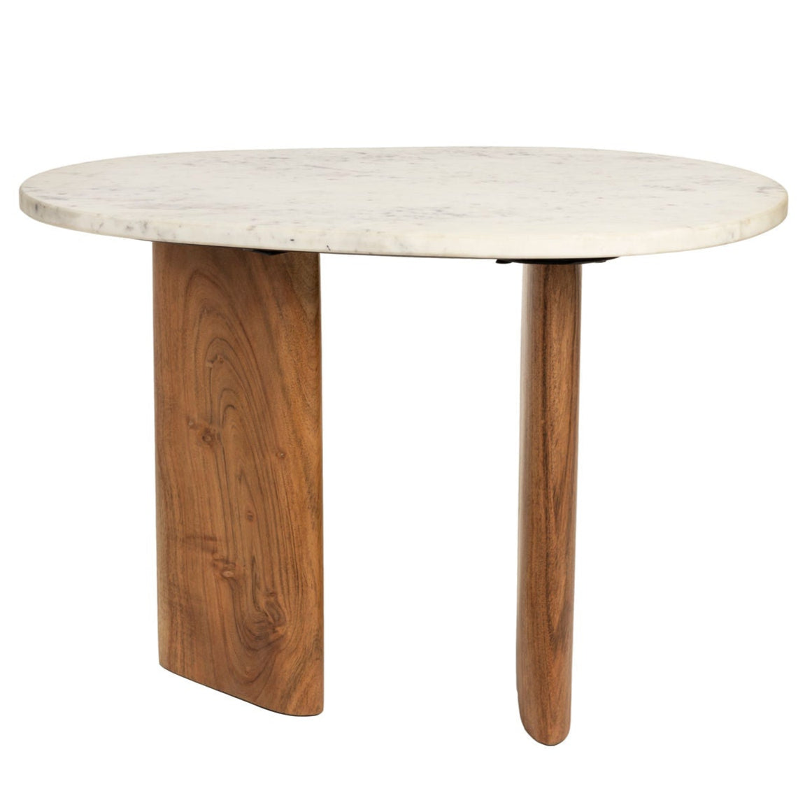 Tanda Brown Acacia Wood & White Marble Side Table