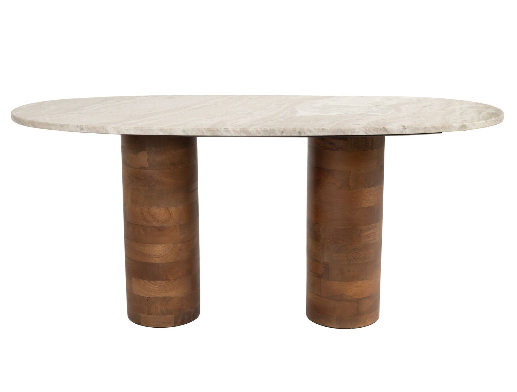 Kouk Mango Wood & Brown Marble Coffee Table
