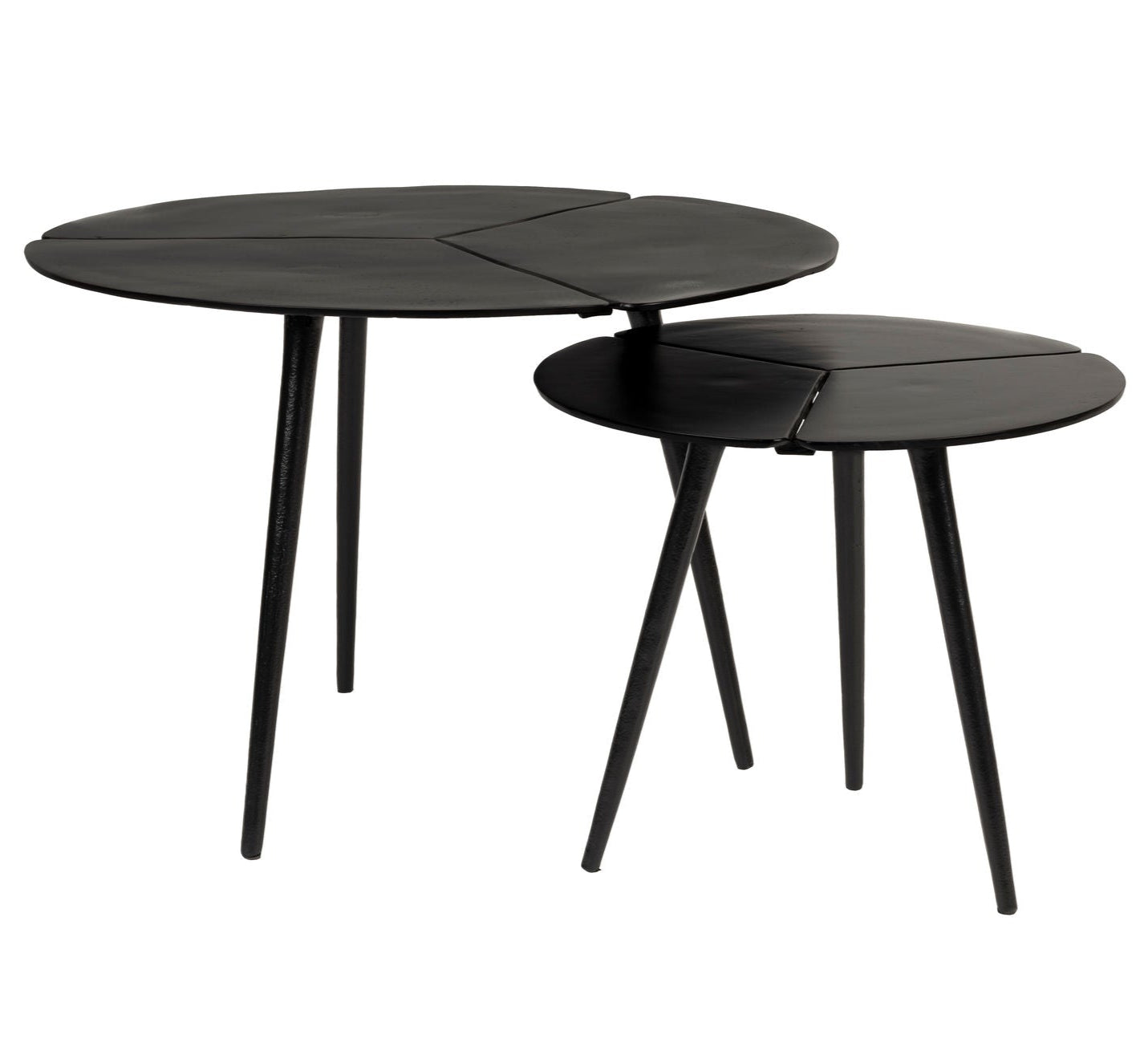 Set of 2 Kourdebour Lily Leaf Black Side Tables Nest