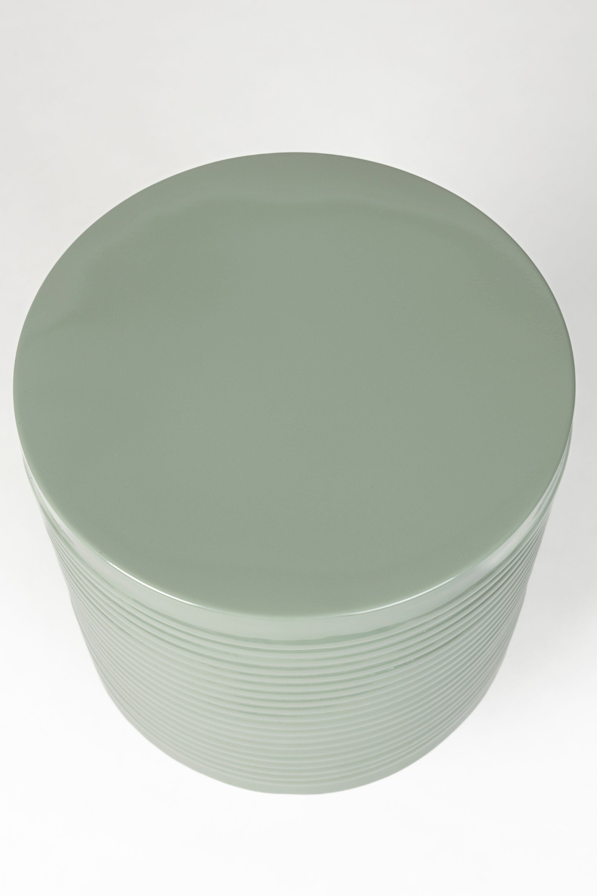 Sven Ribbed Green Drum Side Table Large
