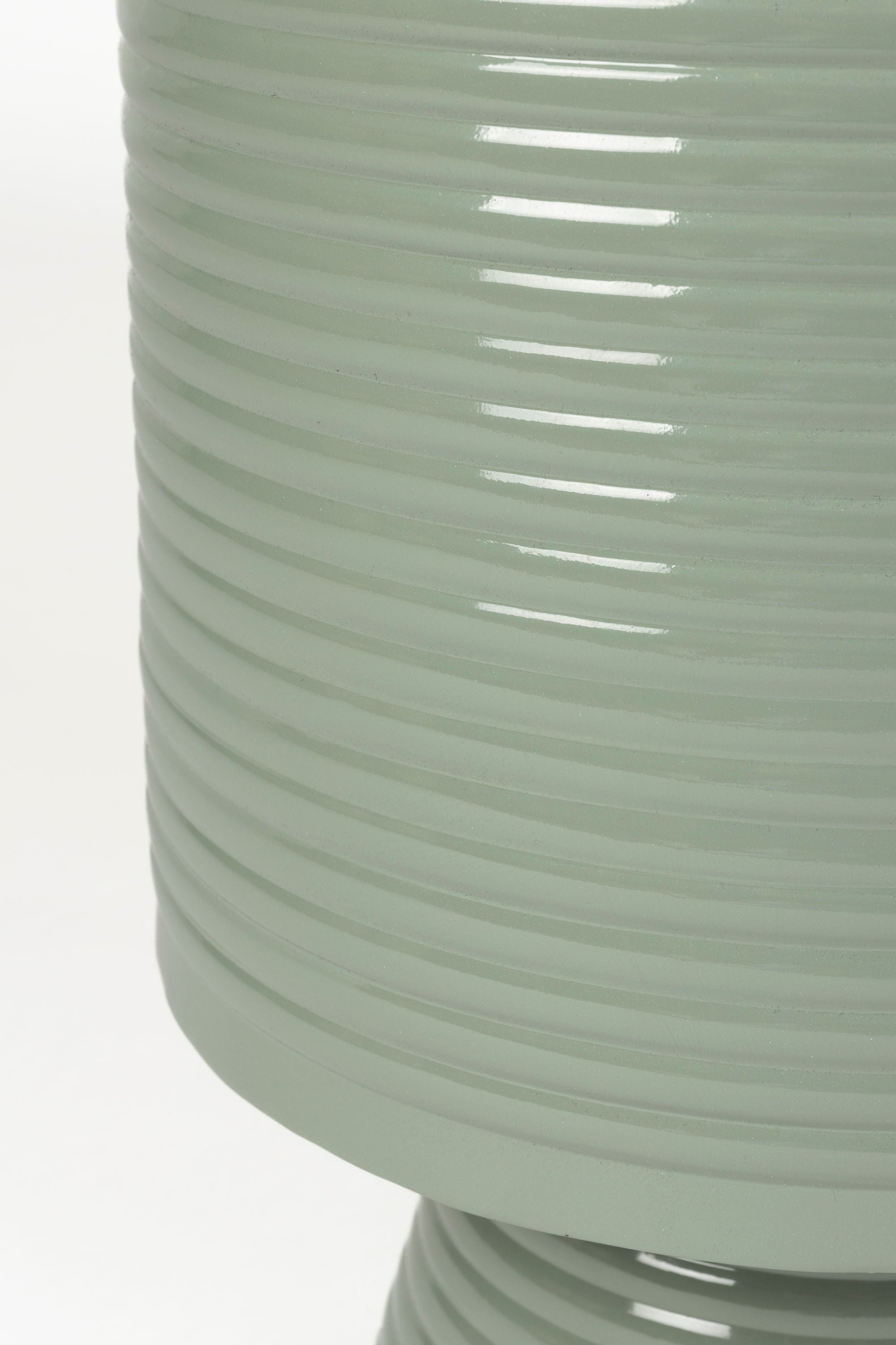 Sven Ribbed Green Drum Side Table Large