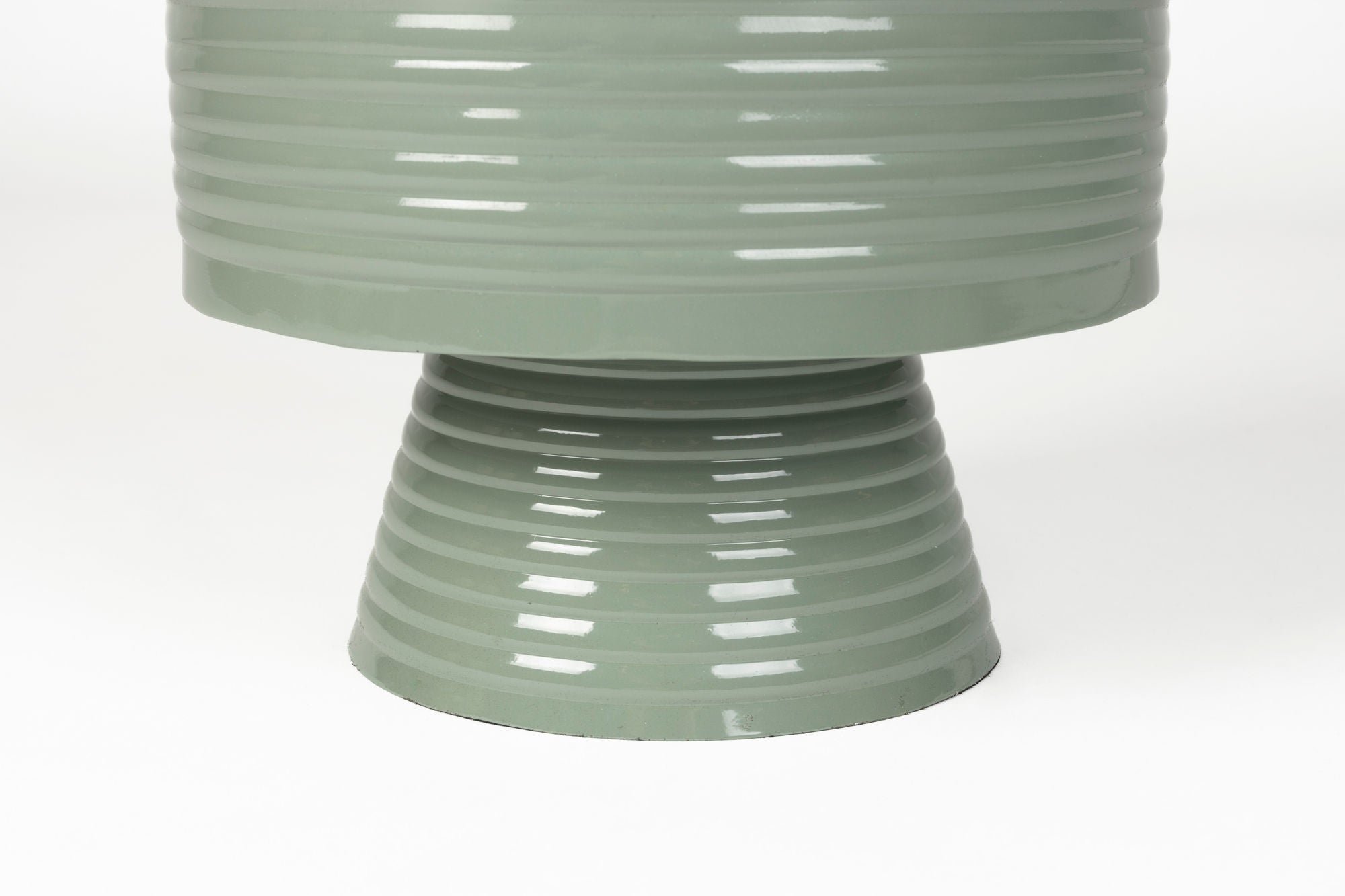 Sven Ribbed Green Drum Side Table Large