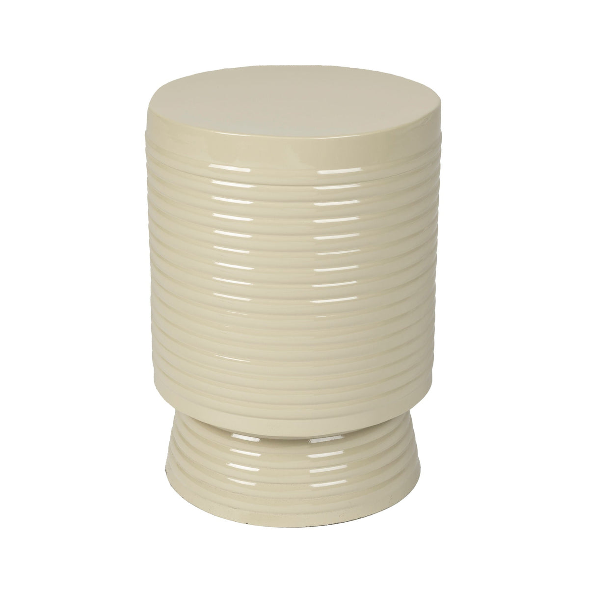 Sven Ribbed Ivory Drum Side Table Small