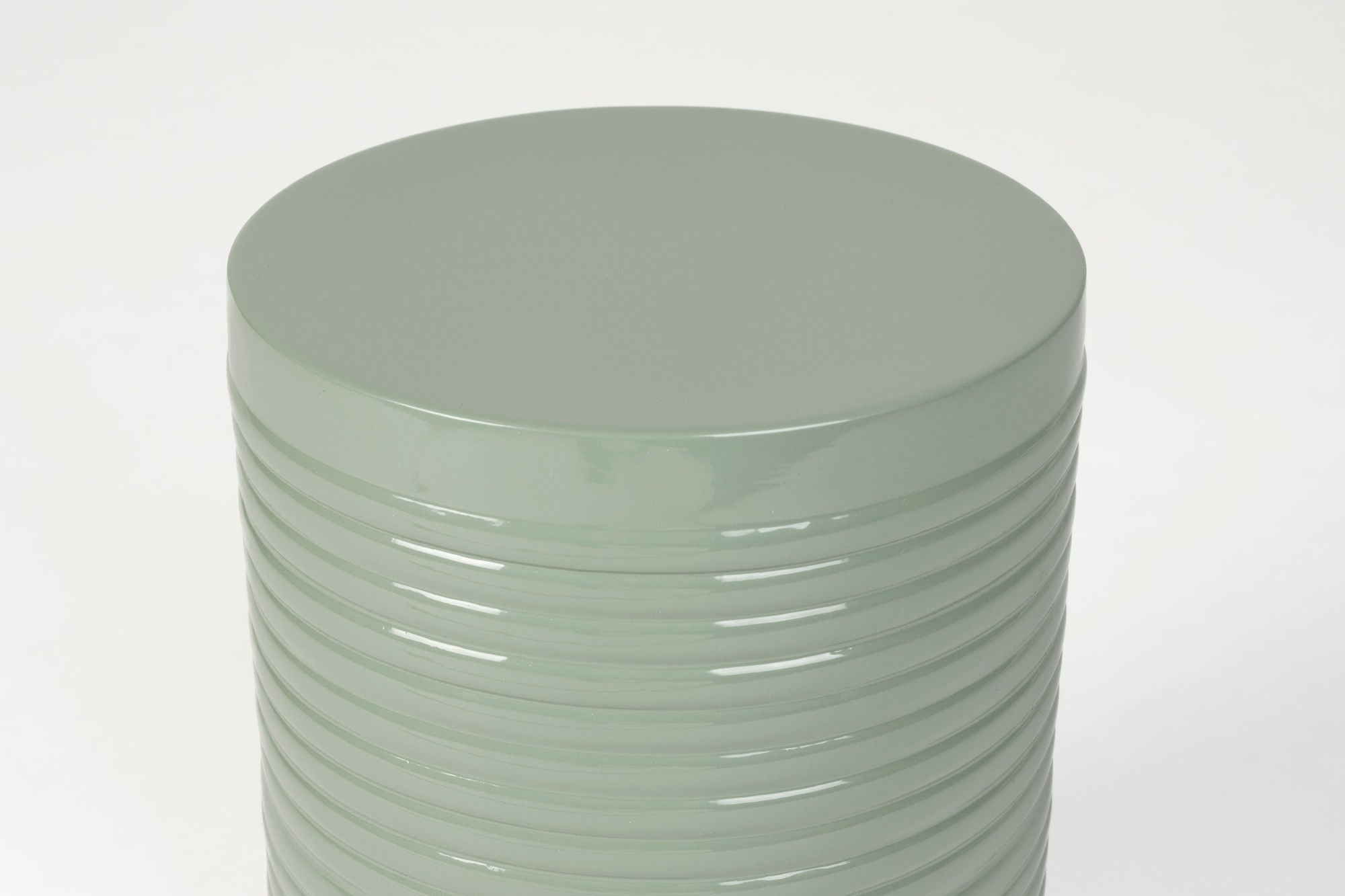 Sven Ribbed Green Drum Side Table Small