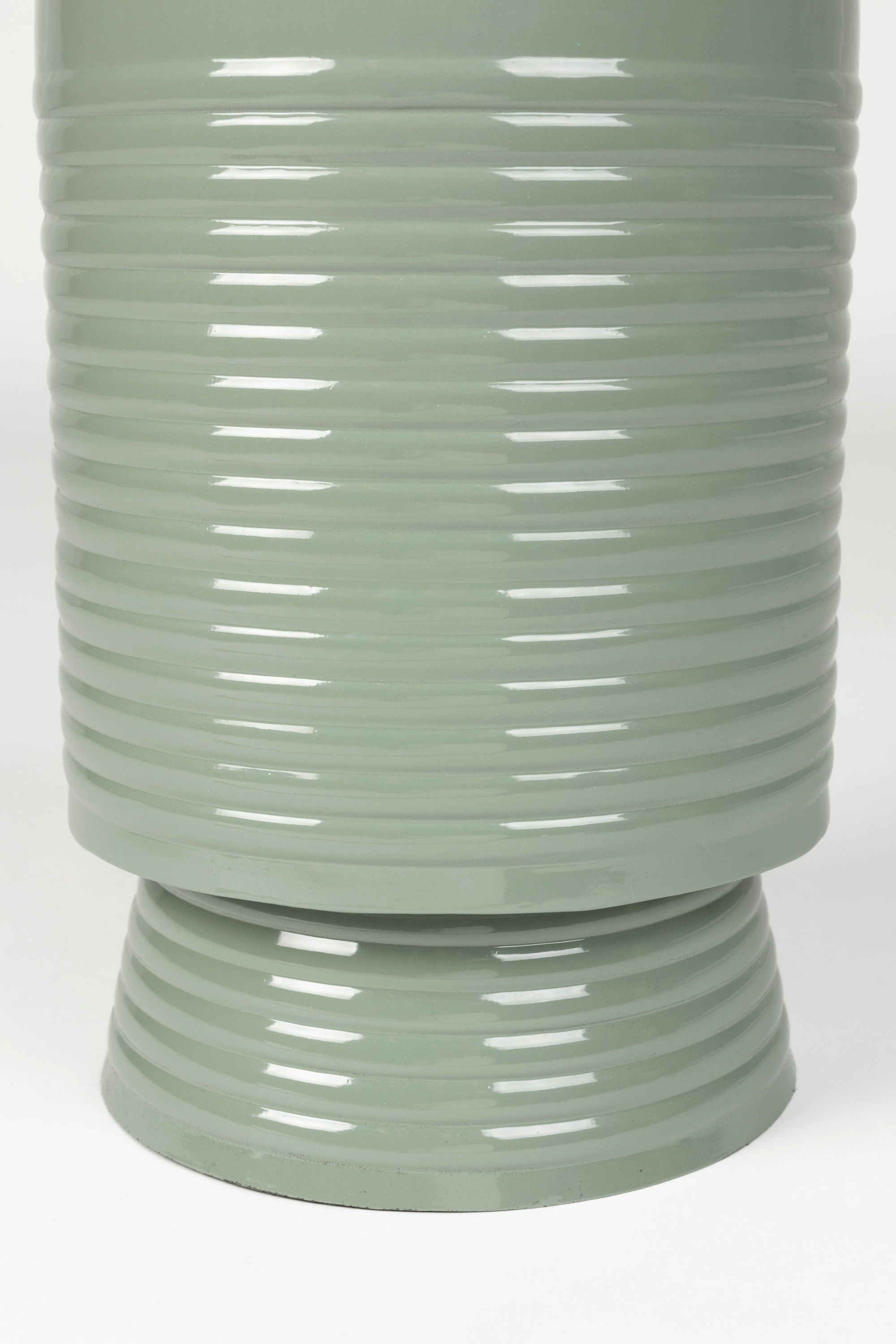 Sven Ribbed Green Drum Side Table Small