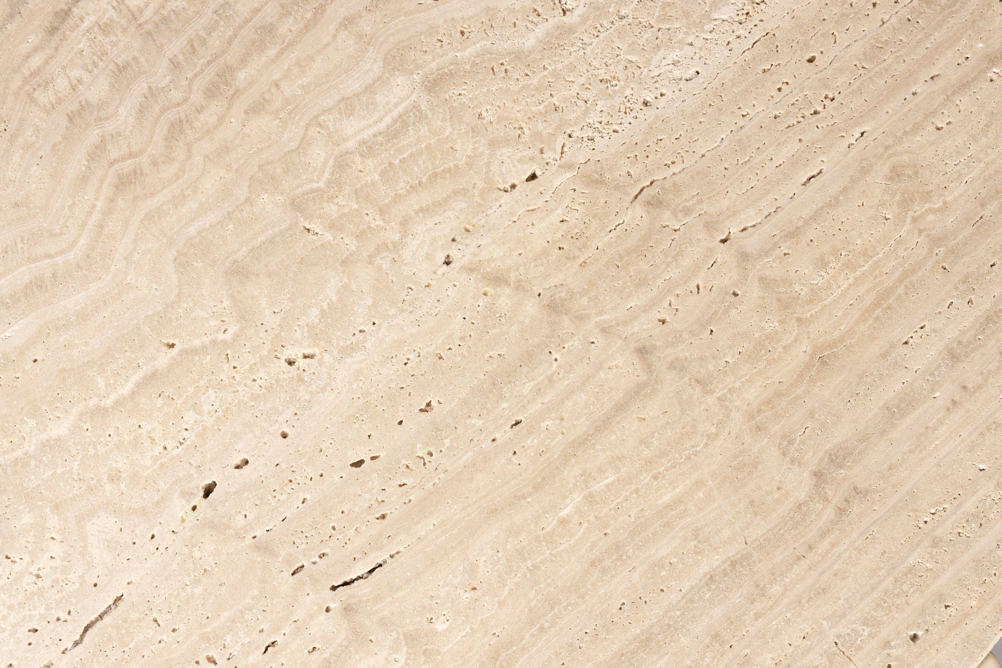 Dutchbone Marlow Ribbed Mango Wood & Travertine Marble Side Table/Bedside Table