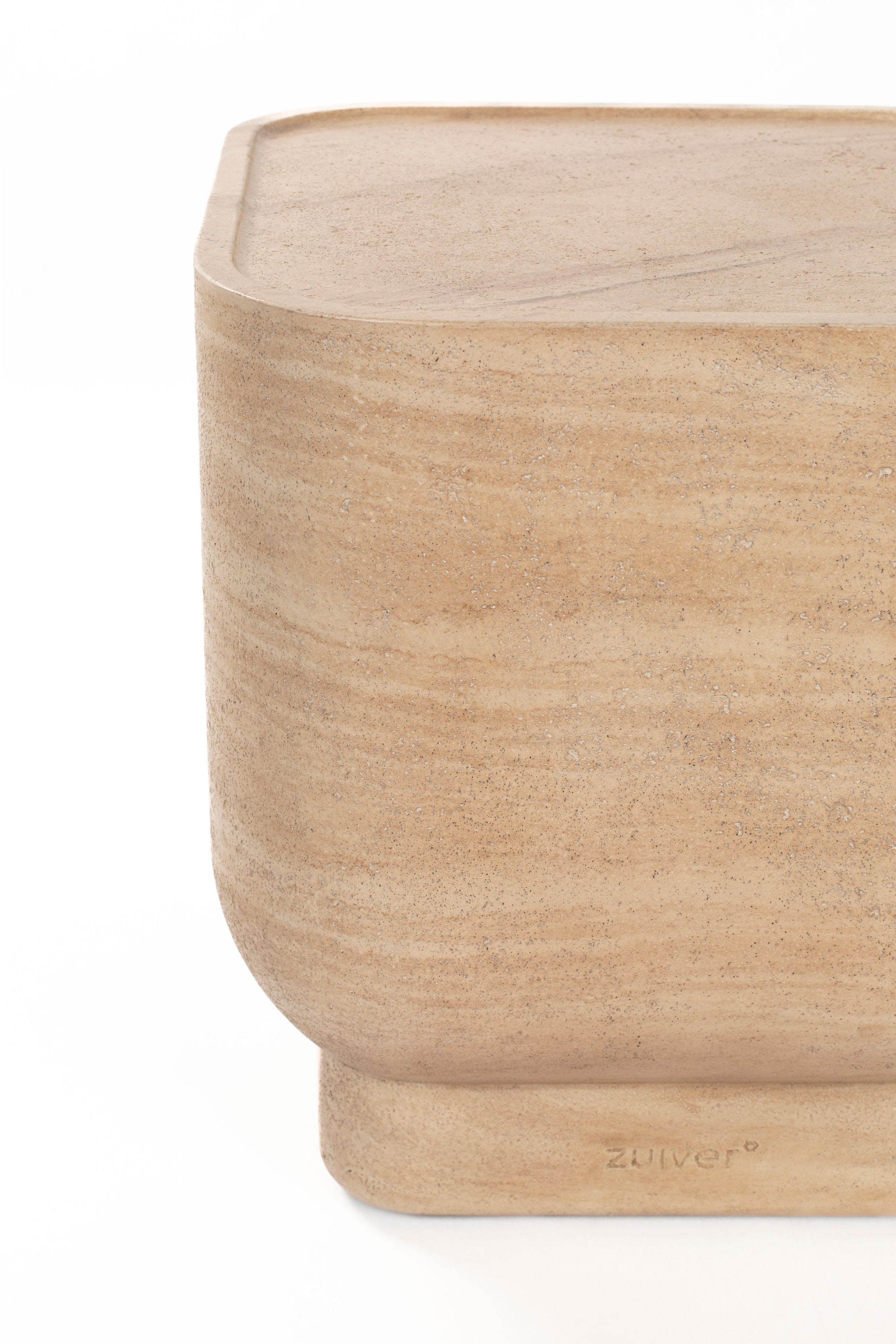 Zuiver Noble Beige Travertine Style Square Side Table