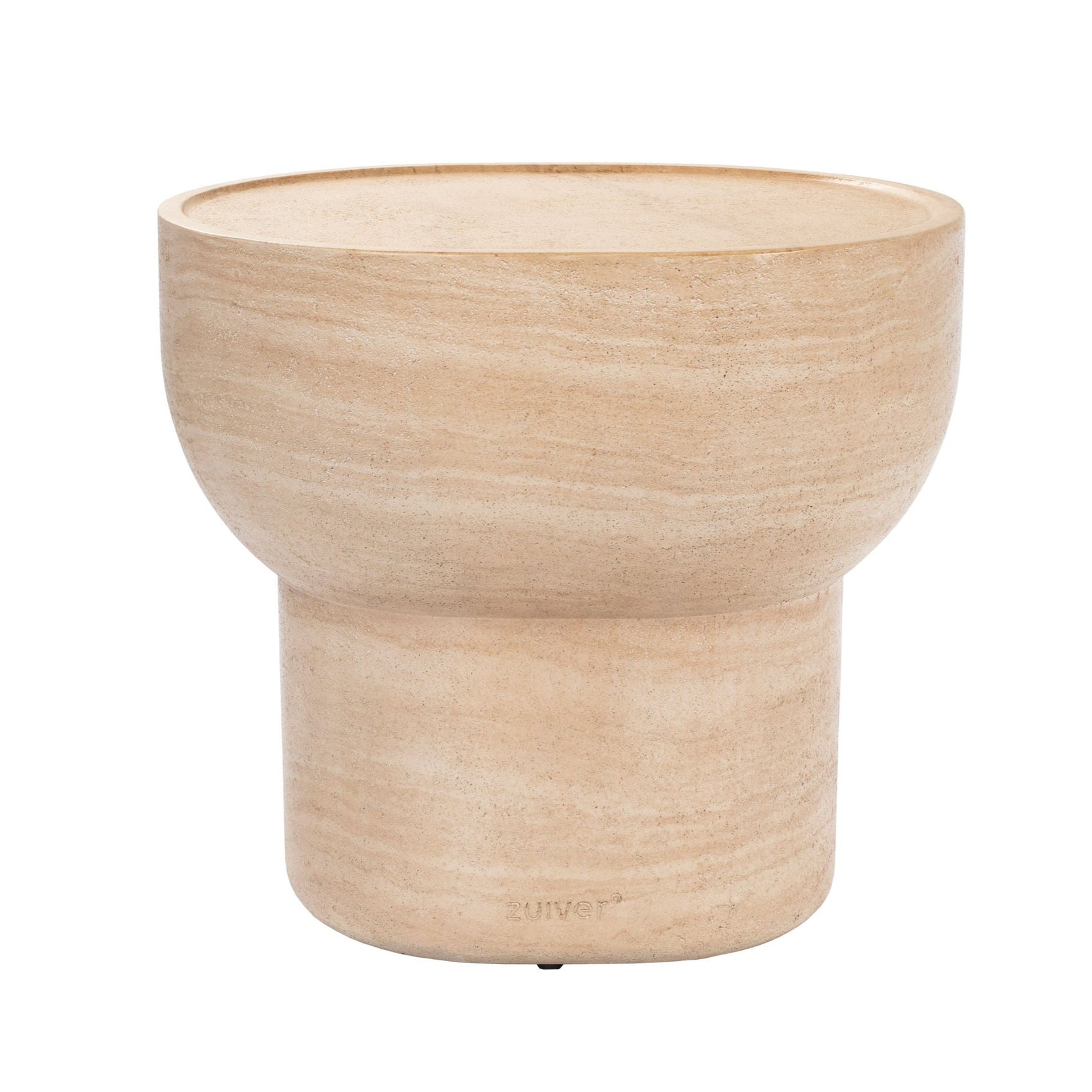 Zuiver Noble Beige Travertine Style Pill Oval Side Table