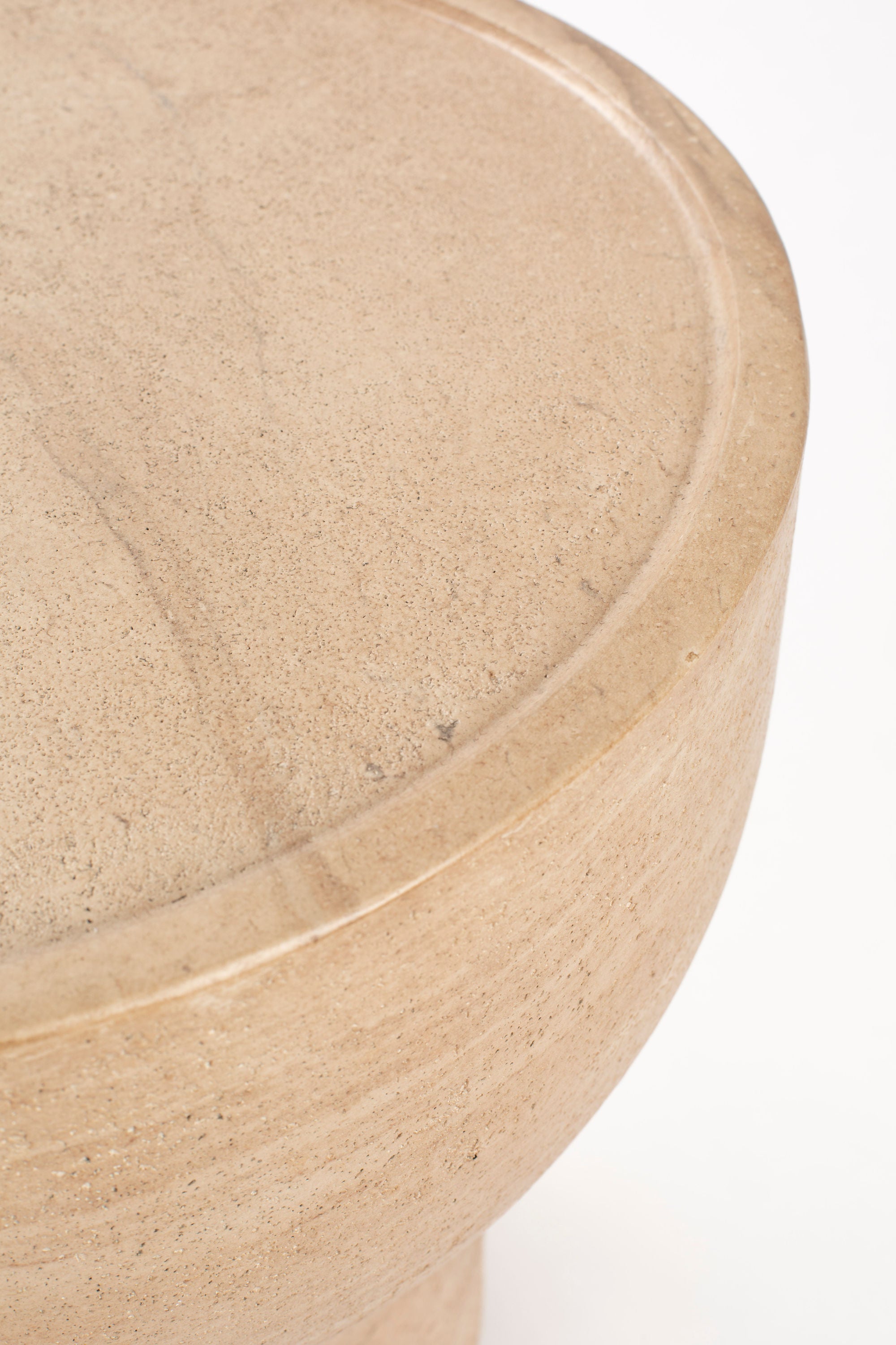 Zuiver Noble Beige Travertine Style Pill Oval Side Table