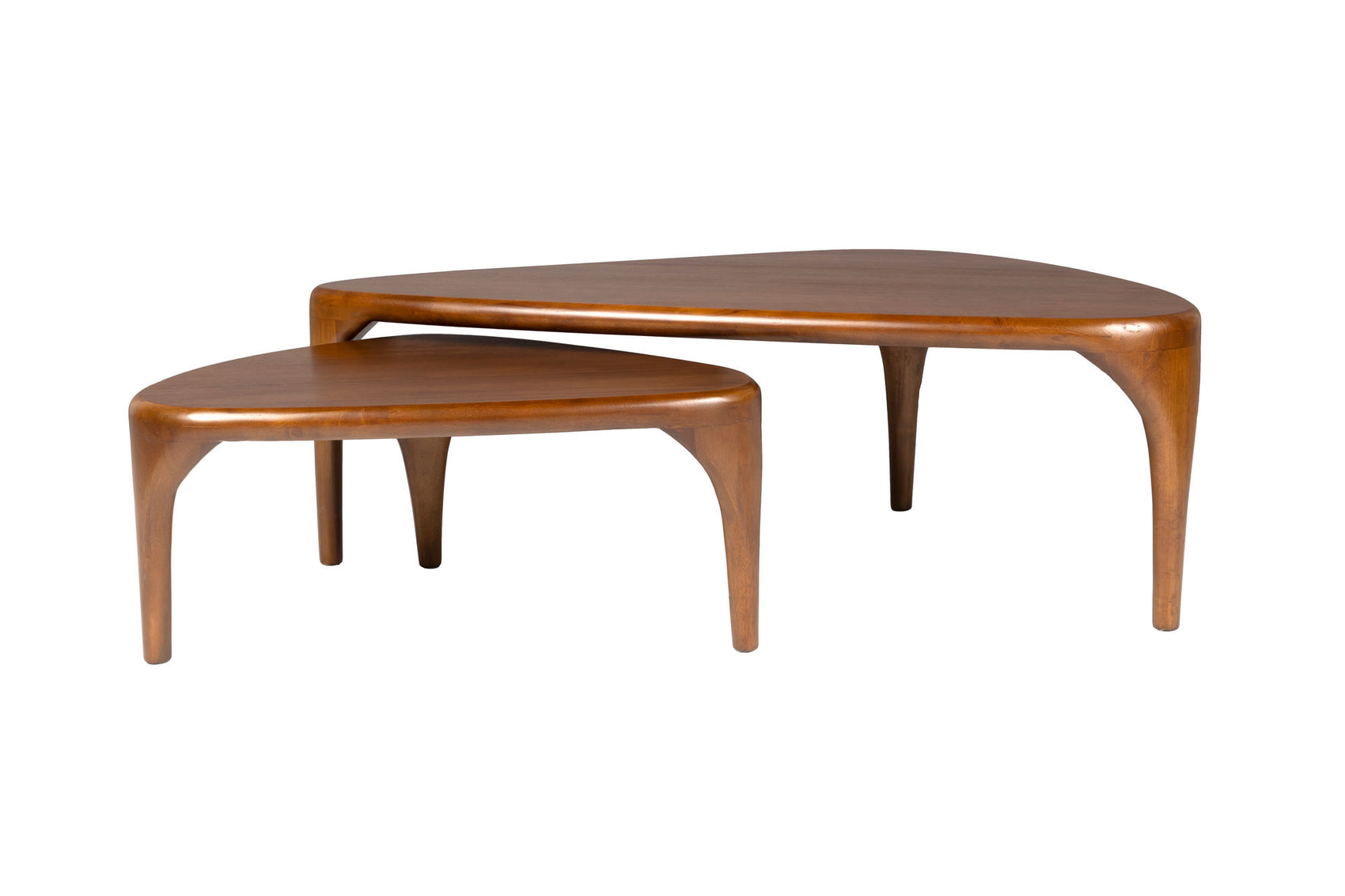 Zuiver Set of 2 Isla Walnut Brown Wood Coffee Table Nest
