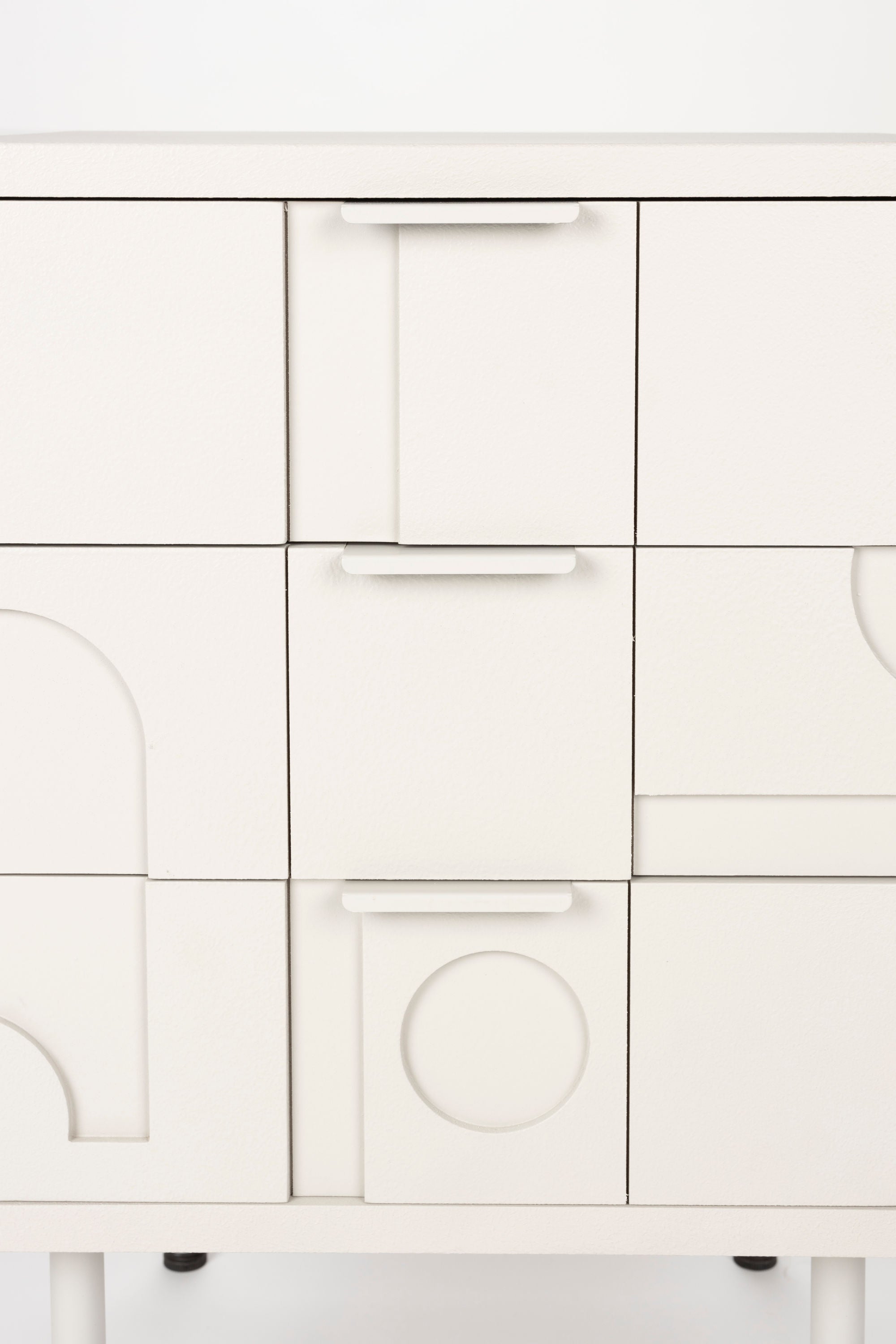 Funk Geometric Off White Bedside Table | 3 Drawers