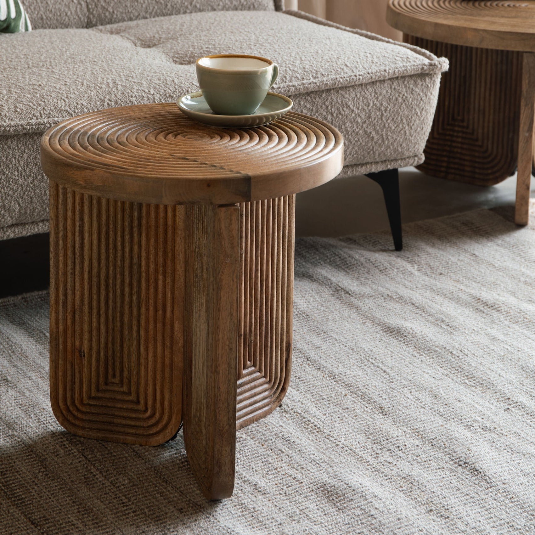 Maeze Curved Mango Wood Side Table