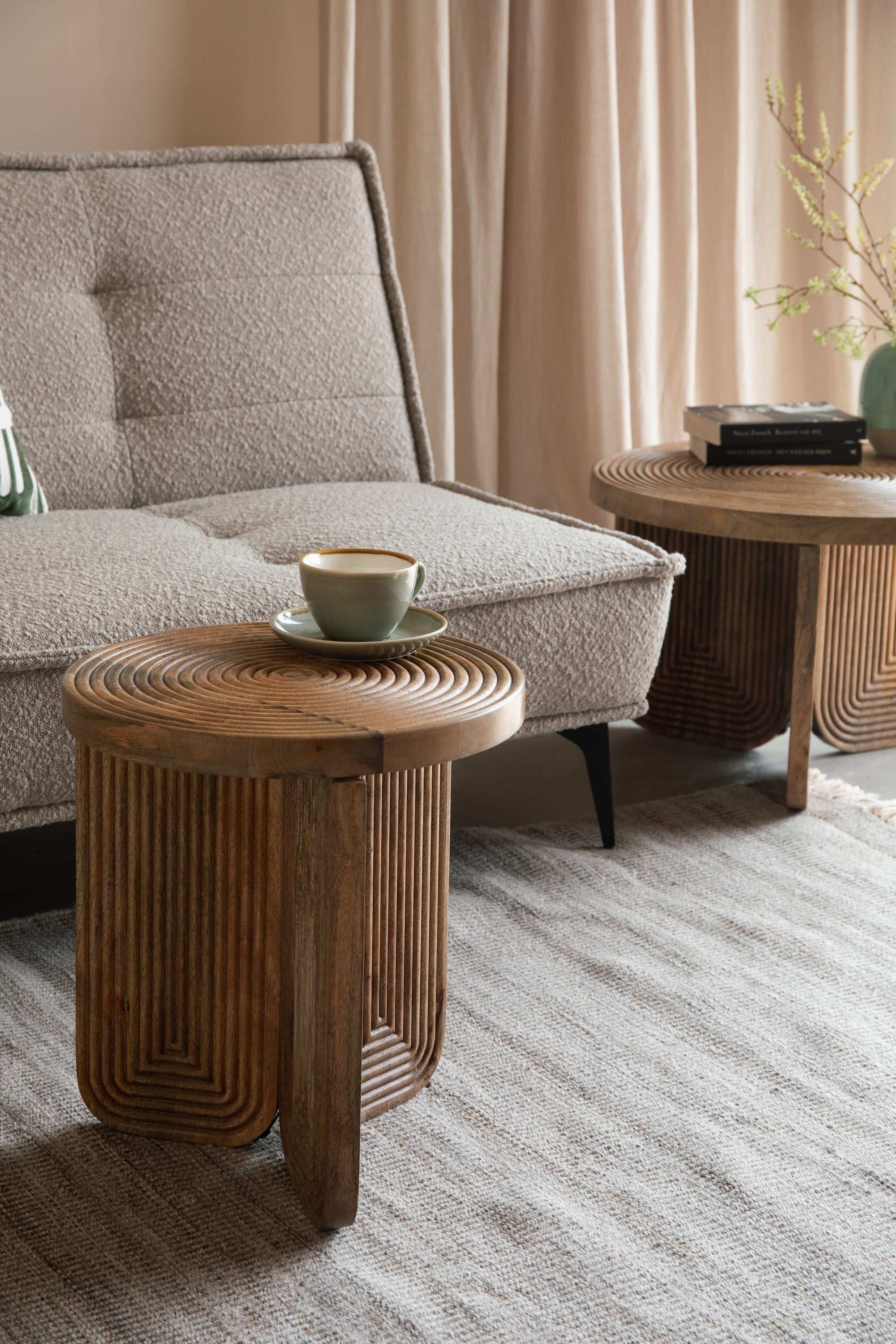 Maeze Curved Mango Wood Side Table