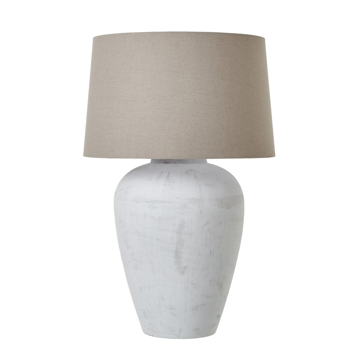 Ergane Aged Stone Grey Table Lamp With Linen Shade | Large
