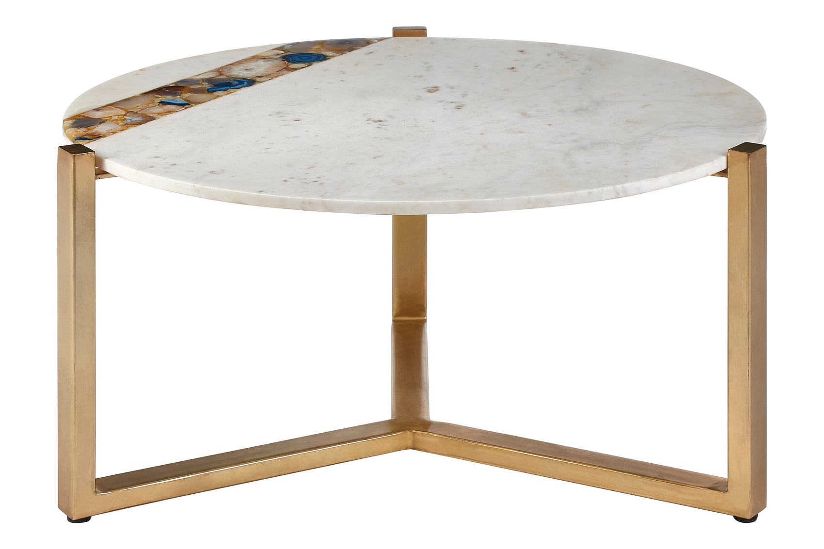 Chiara White Marble & Agate Stone Round Coffee Table