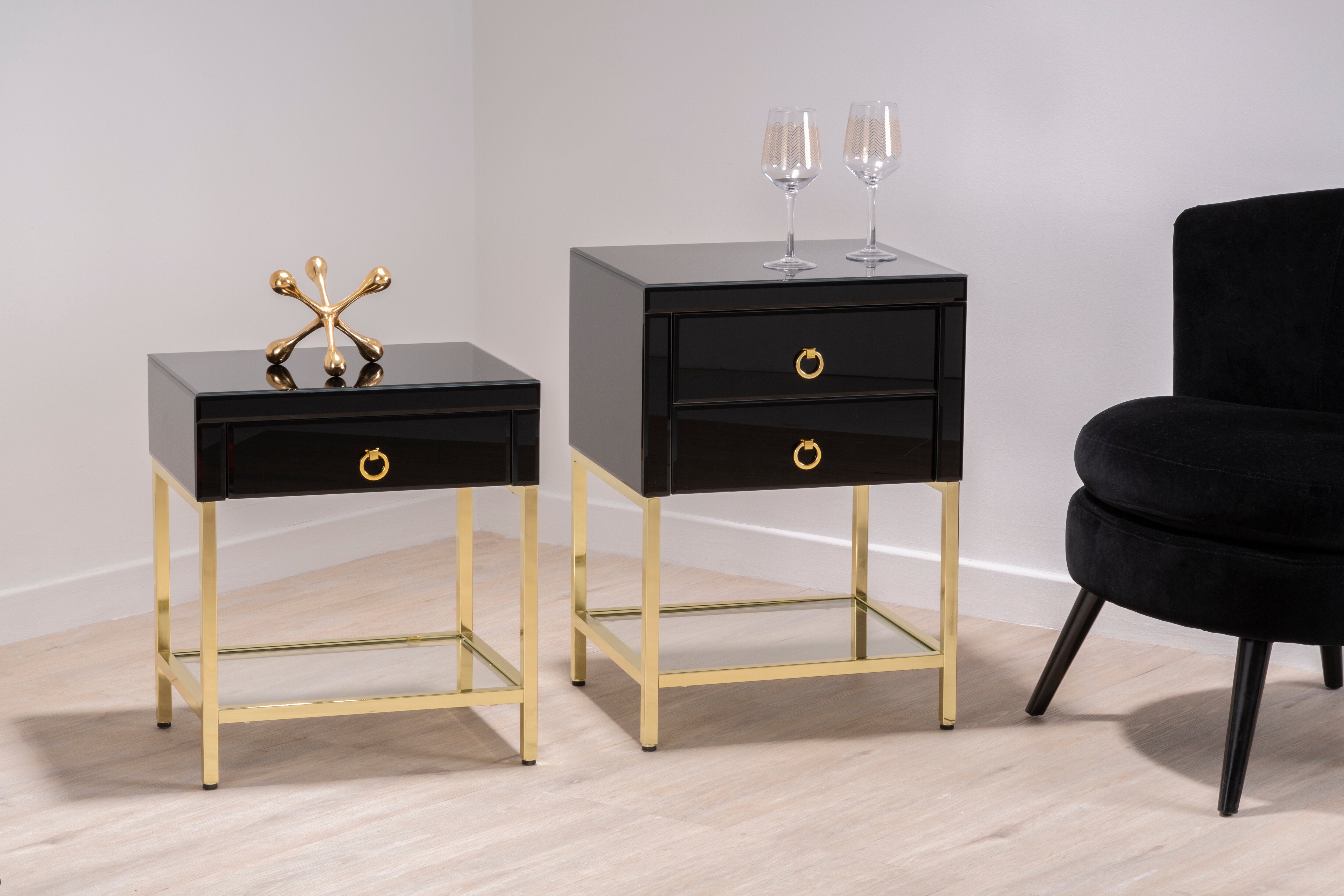 Candace Townhouse Black & Gold Side Table