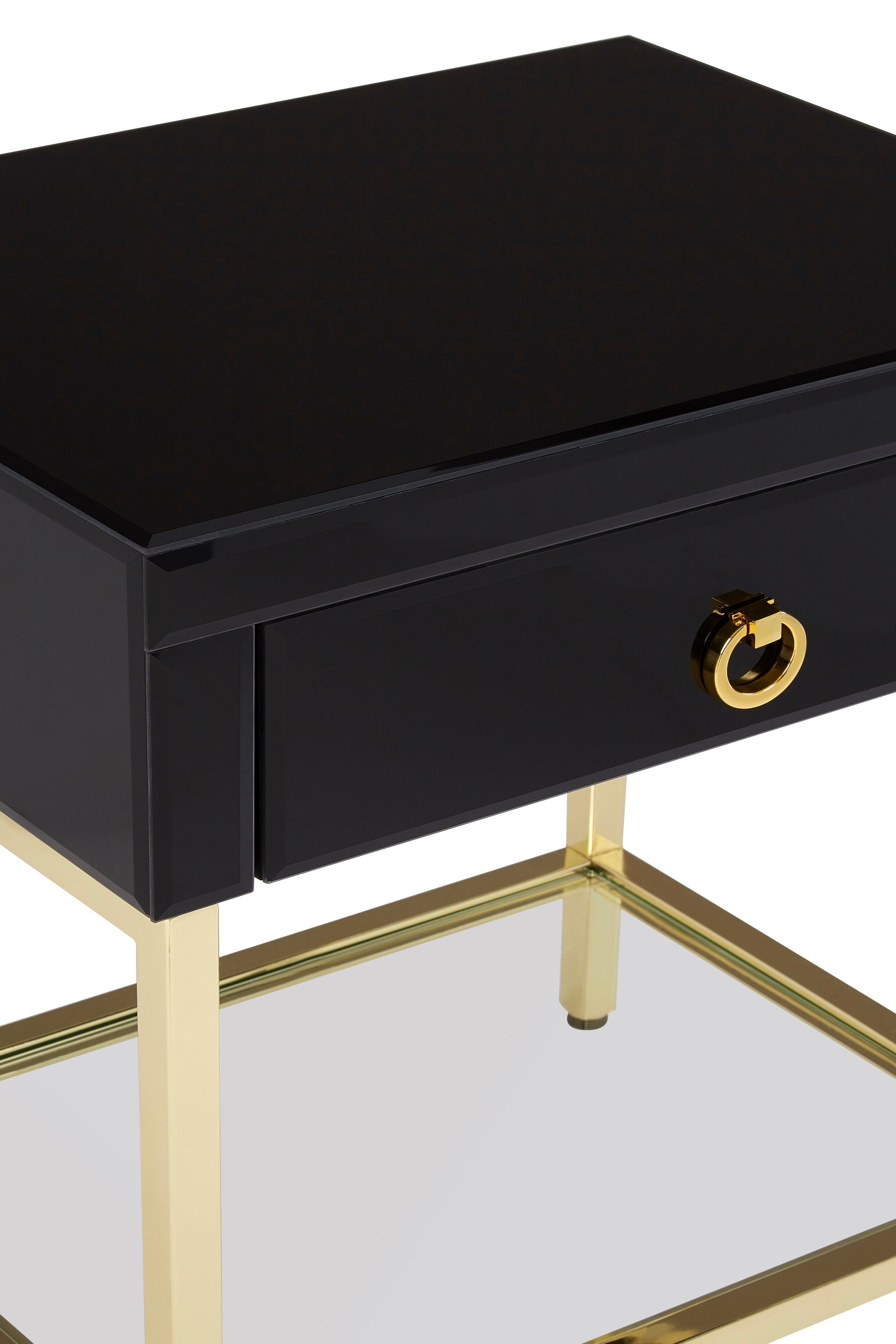 Candace Townhouse Black & Gold Side Table