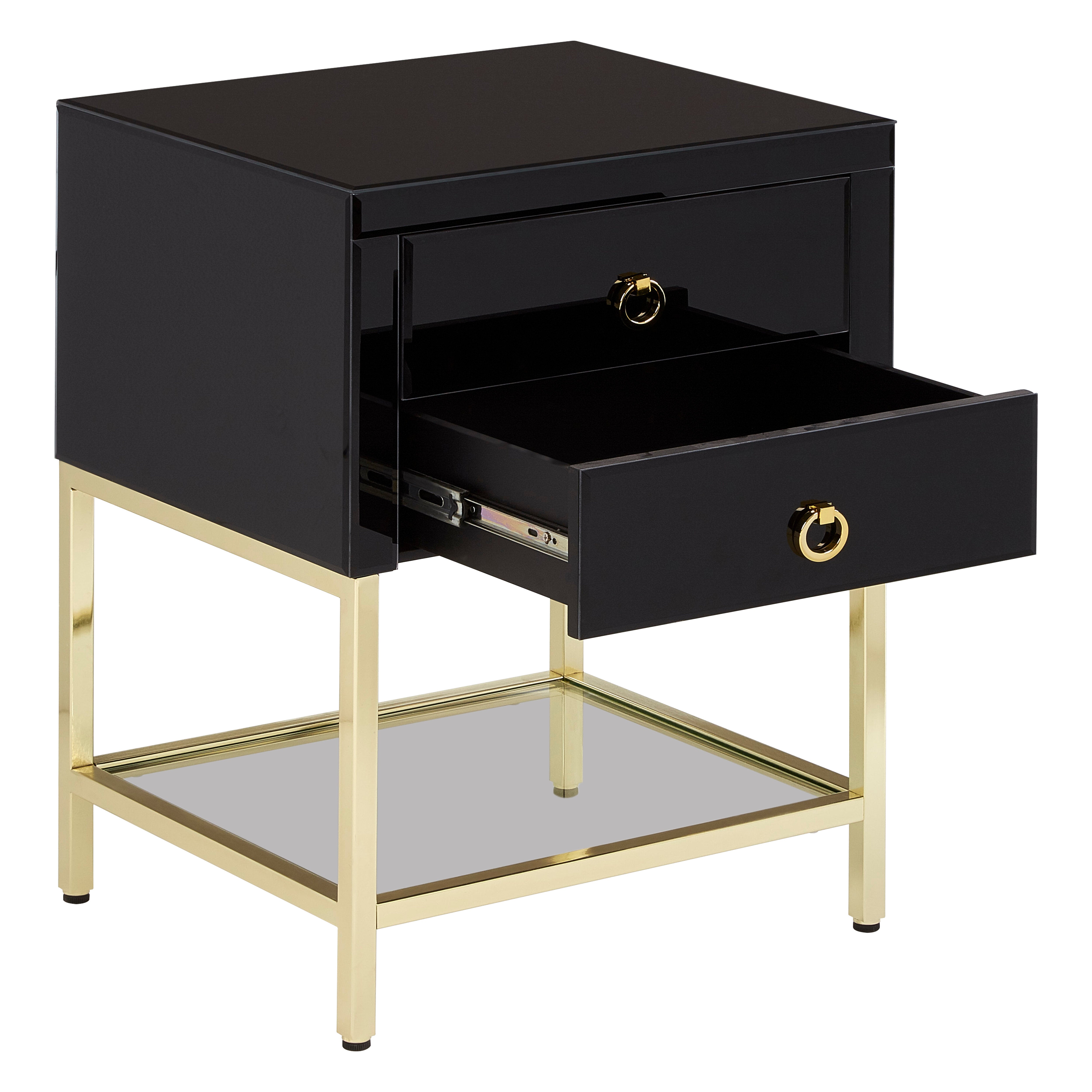 Candace Townhouse Black Side Table | 2 Drawers