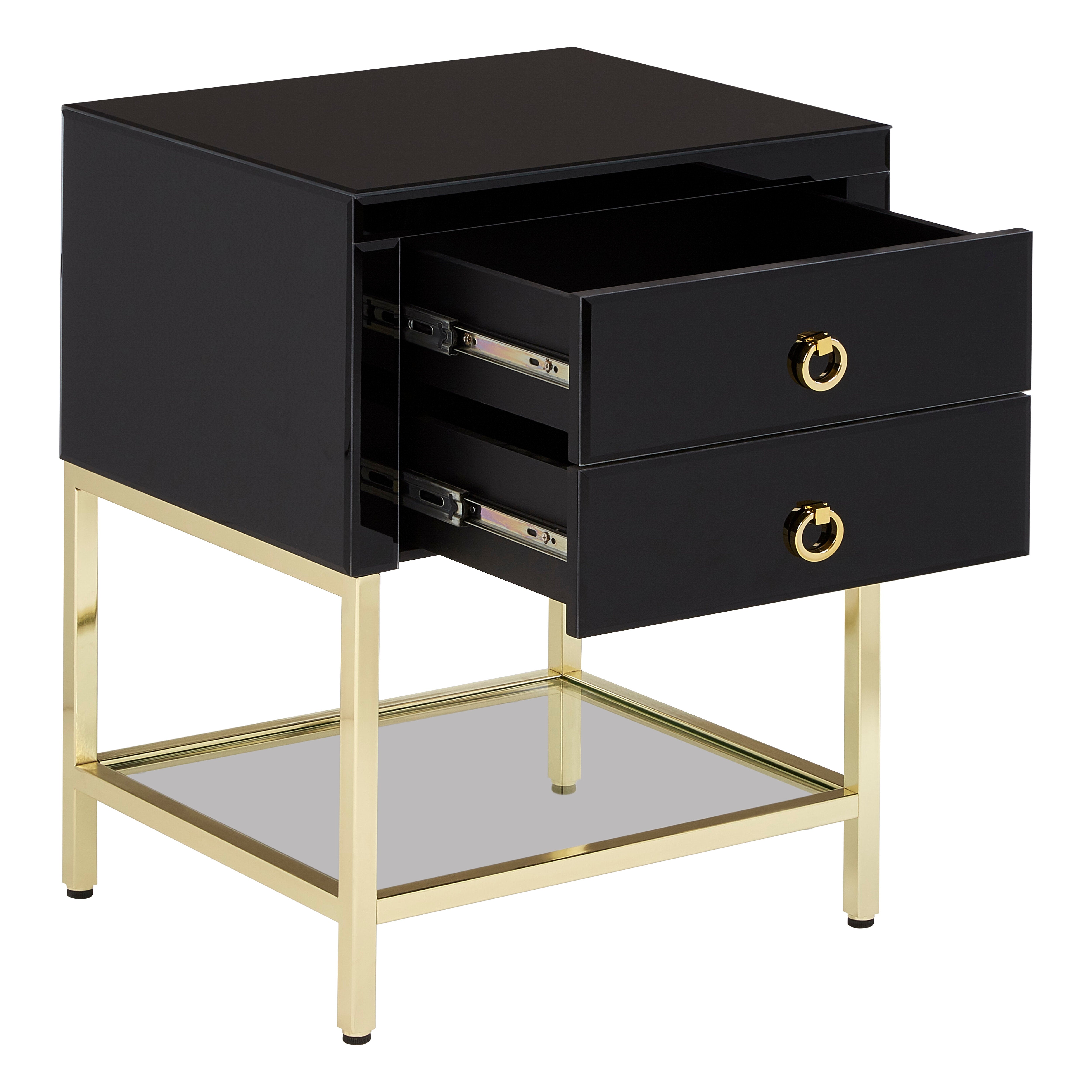 Candace Townhouse Black Side Table | 2 Drawers