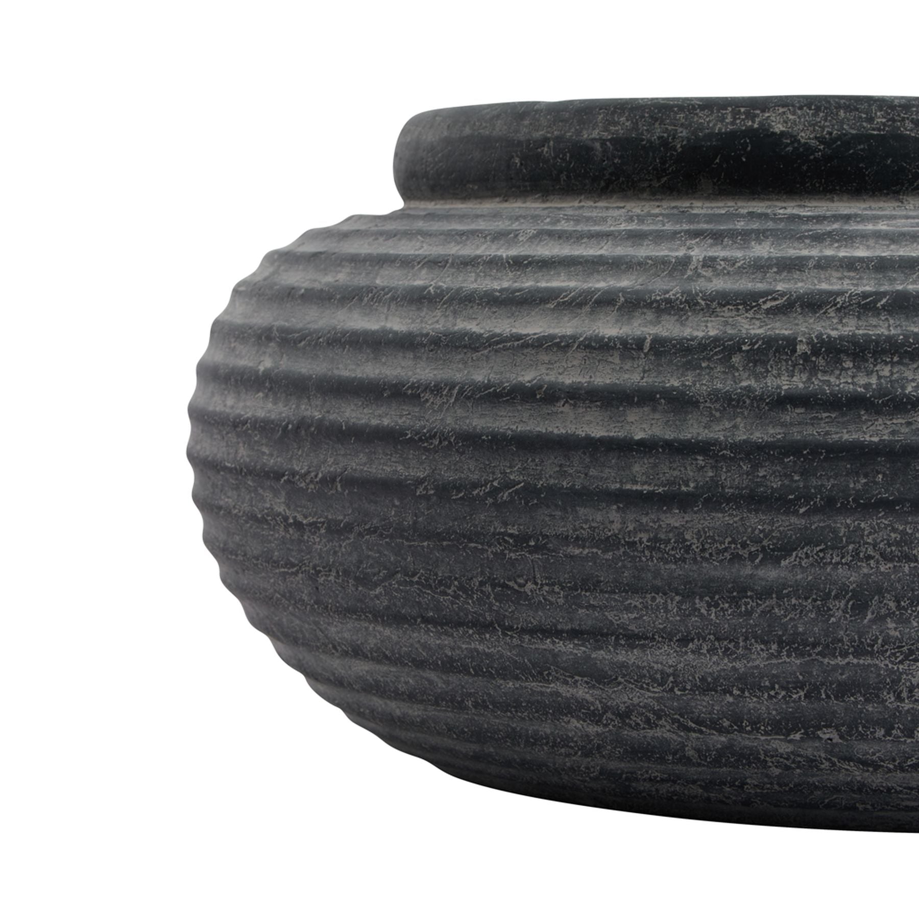 Amalfi Grey Round Ribbed Planter