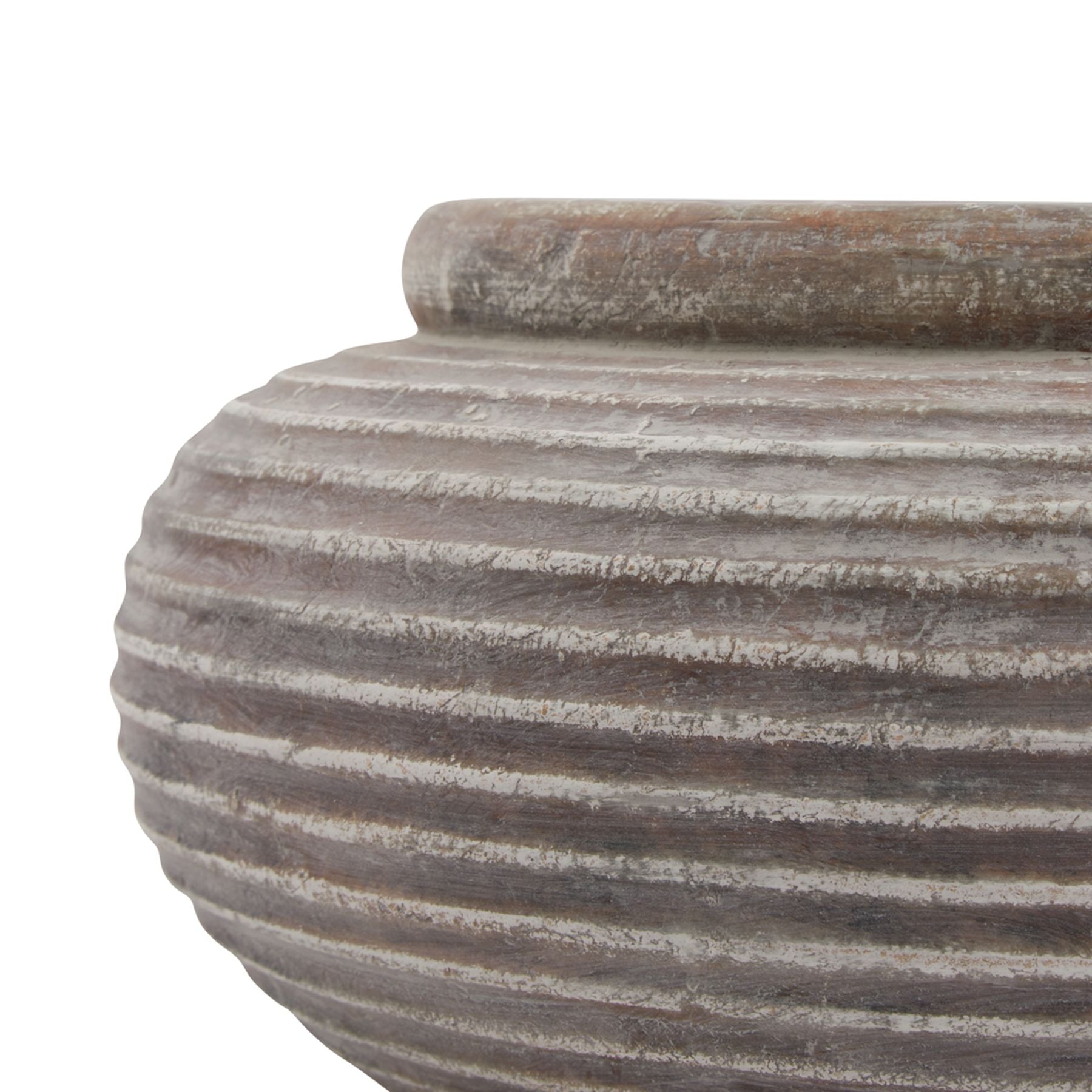 stewart honey pot planter Murlo Brown Ceramic Round Ribbed Planter