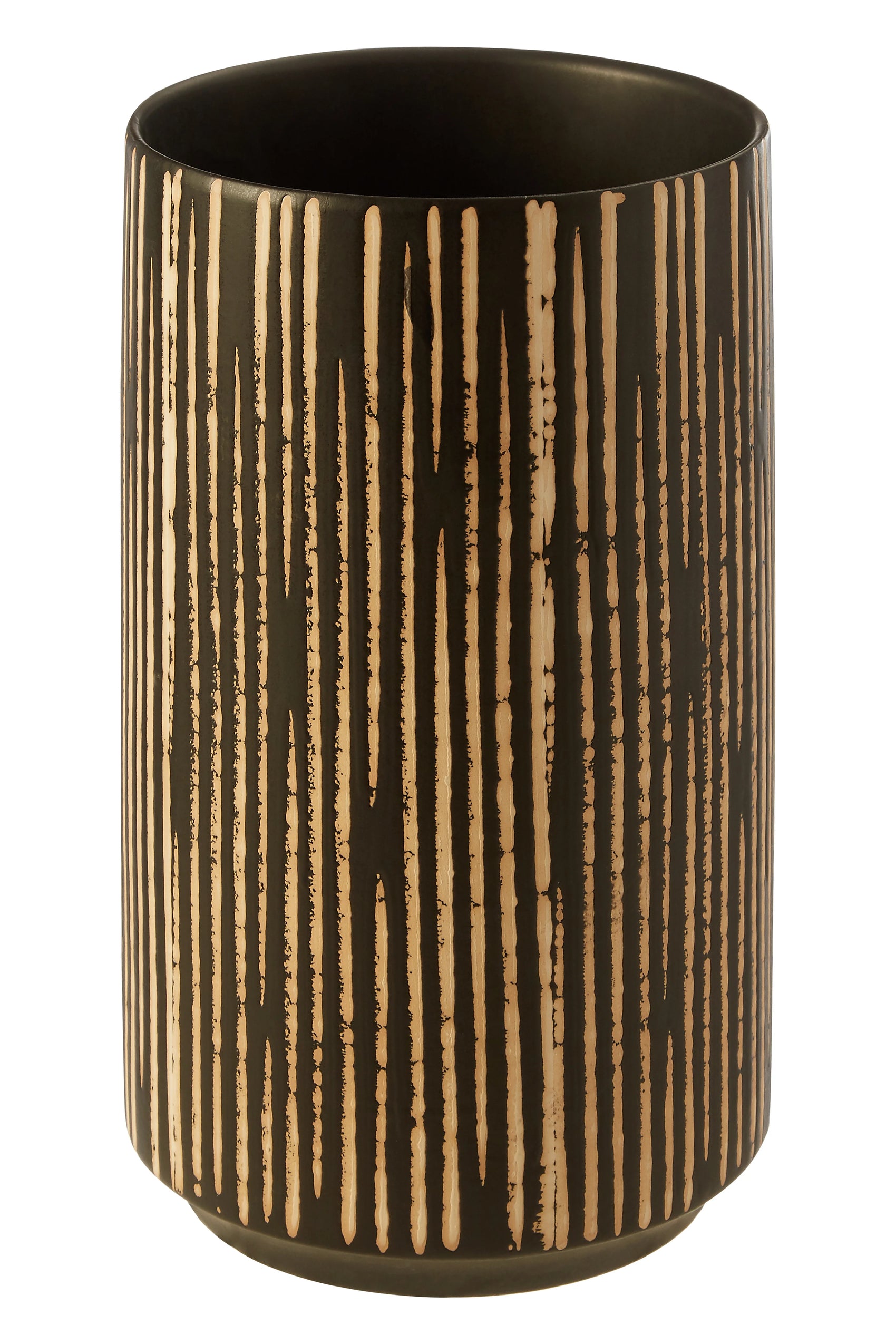 Massa Black & Cream Ceramic Cylinder Vase | Large
