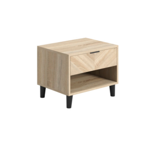 Stockholm Chevron Light Wood Bedside Table | 1 Drawer