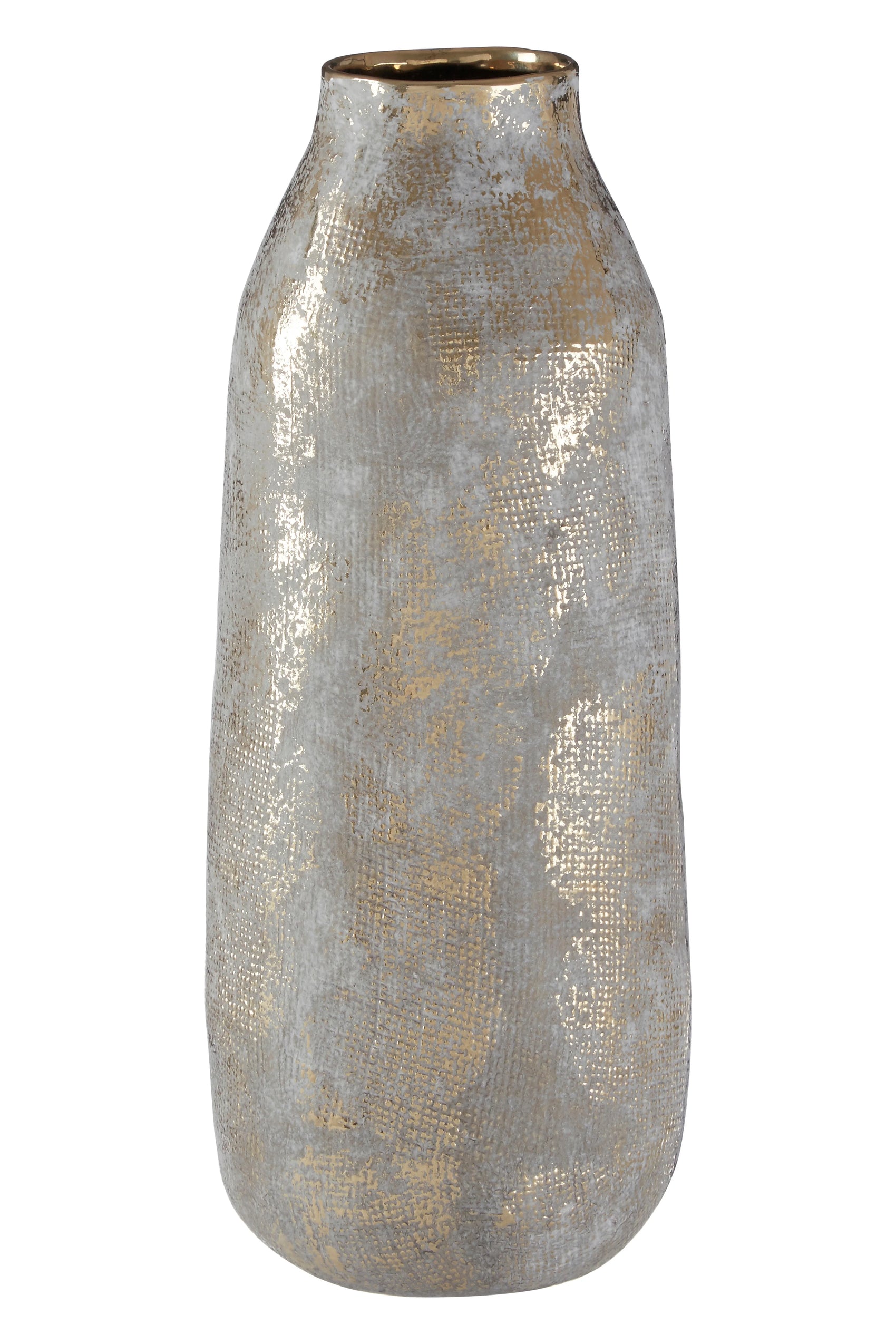 Arlo Grey & Gold Distressed Ceramic Vase Tall