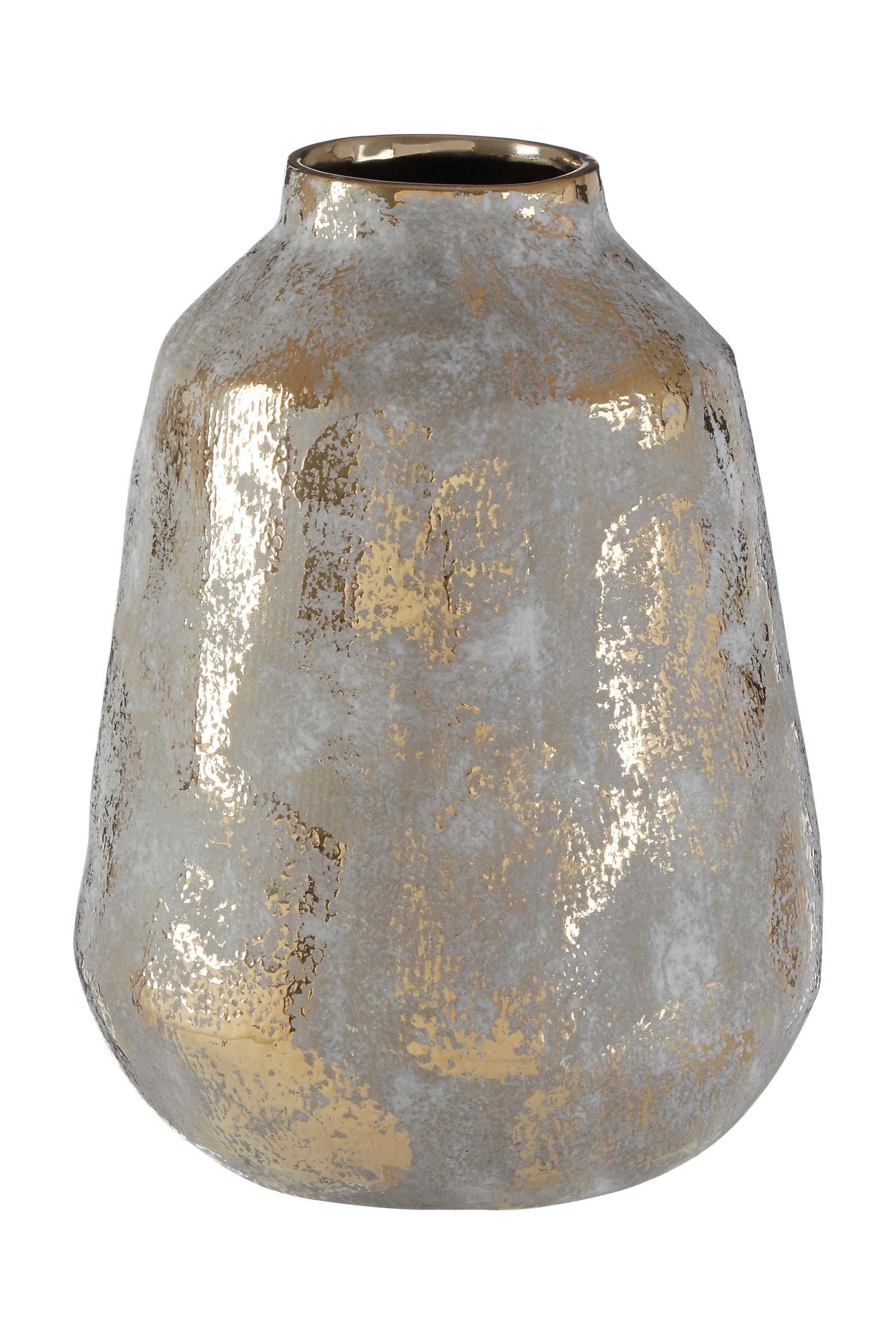 Arlo Grey & Gold Distressed Ceramic Vase