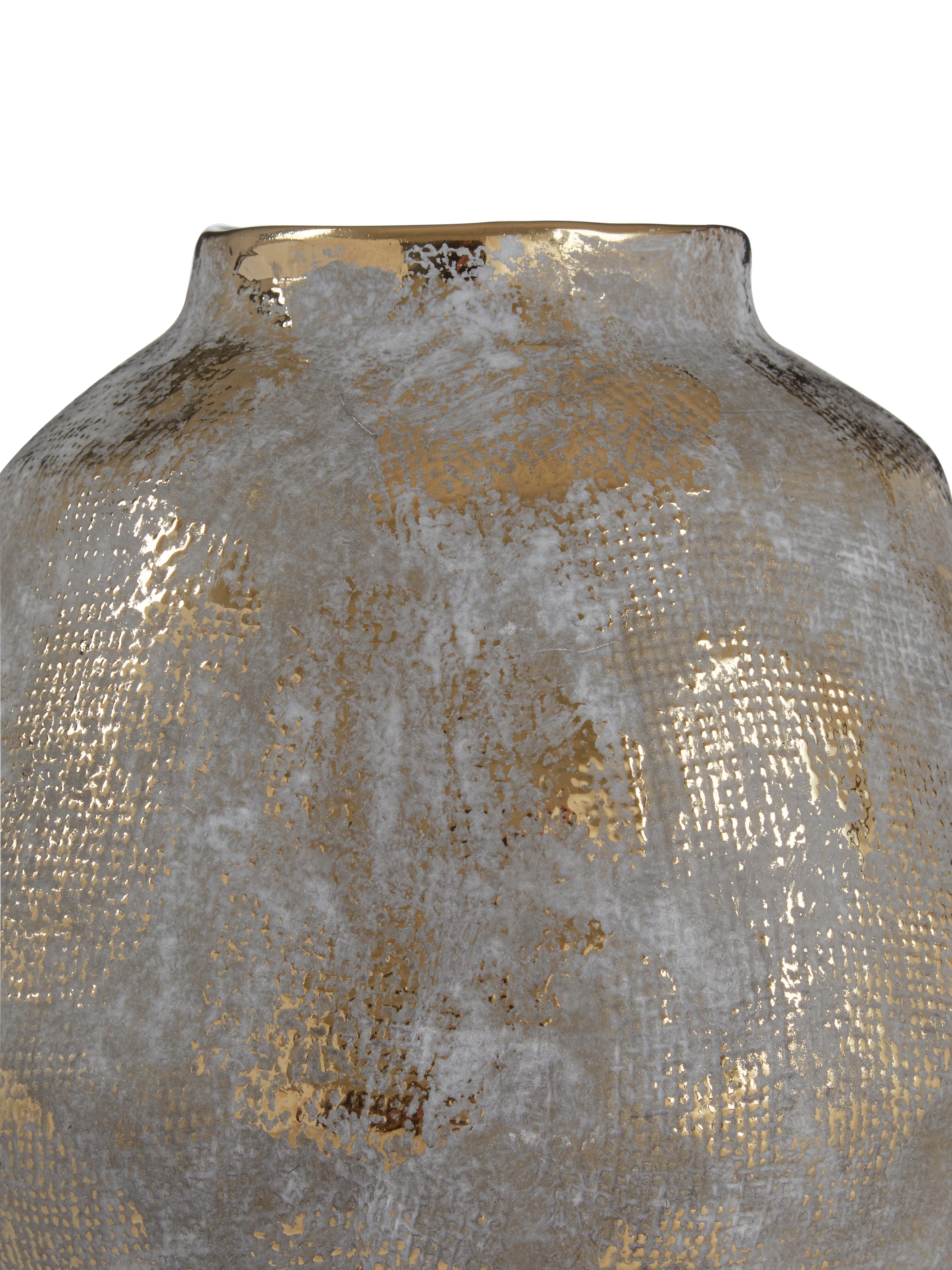 Arlo Grey & Gold Distressed Ceramic Vase Wide