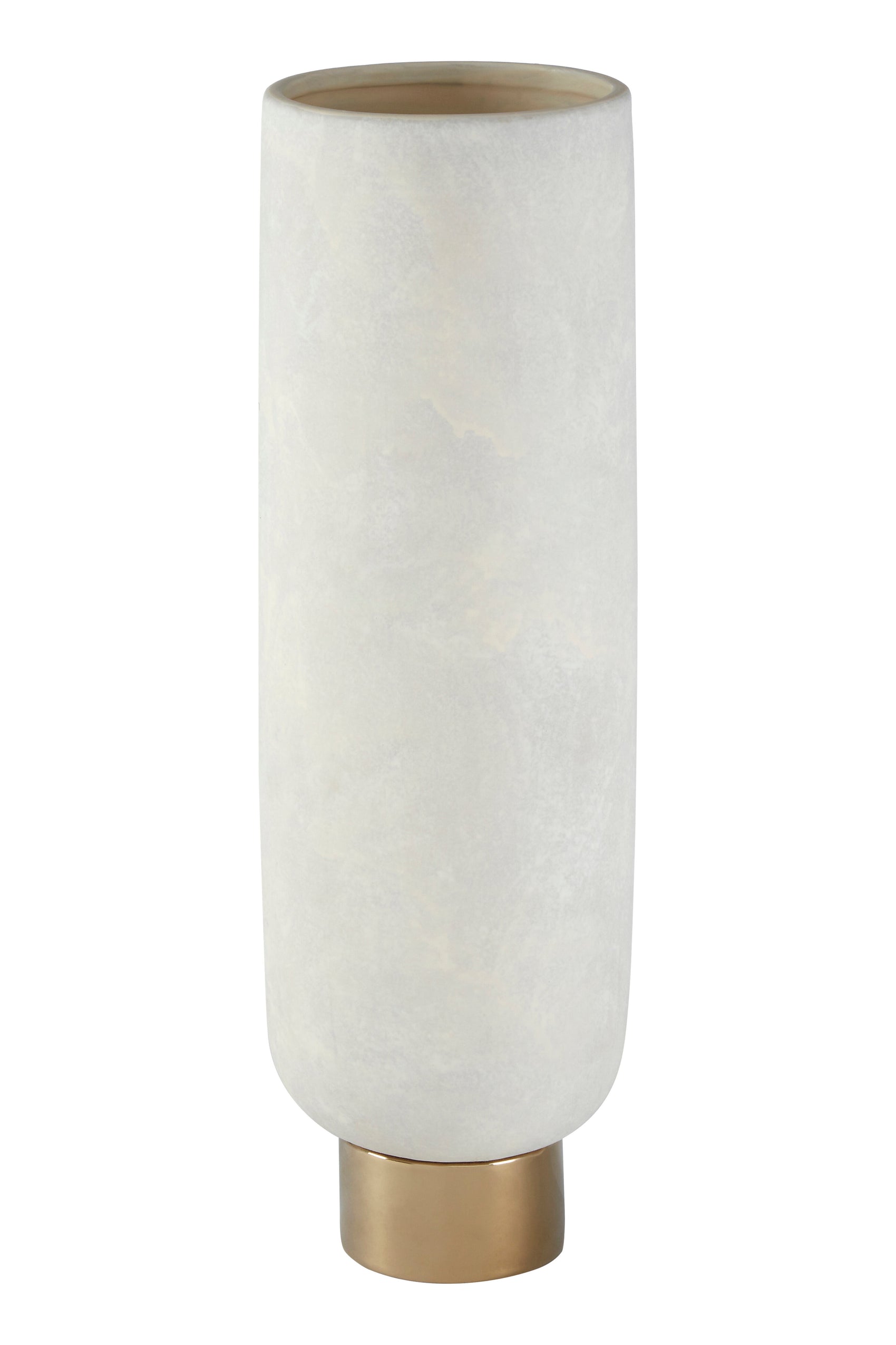 Cretan White Stone & Gold Pedestal Vase | Large